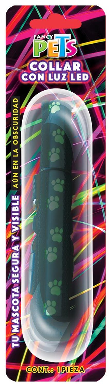 Collar Para Perro Led Diseño Huellas Ch Bateria Reemplazable