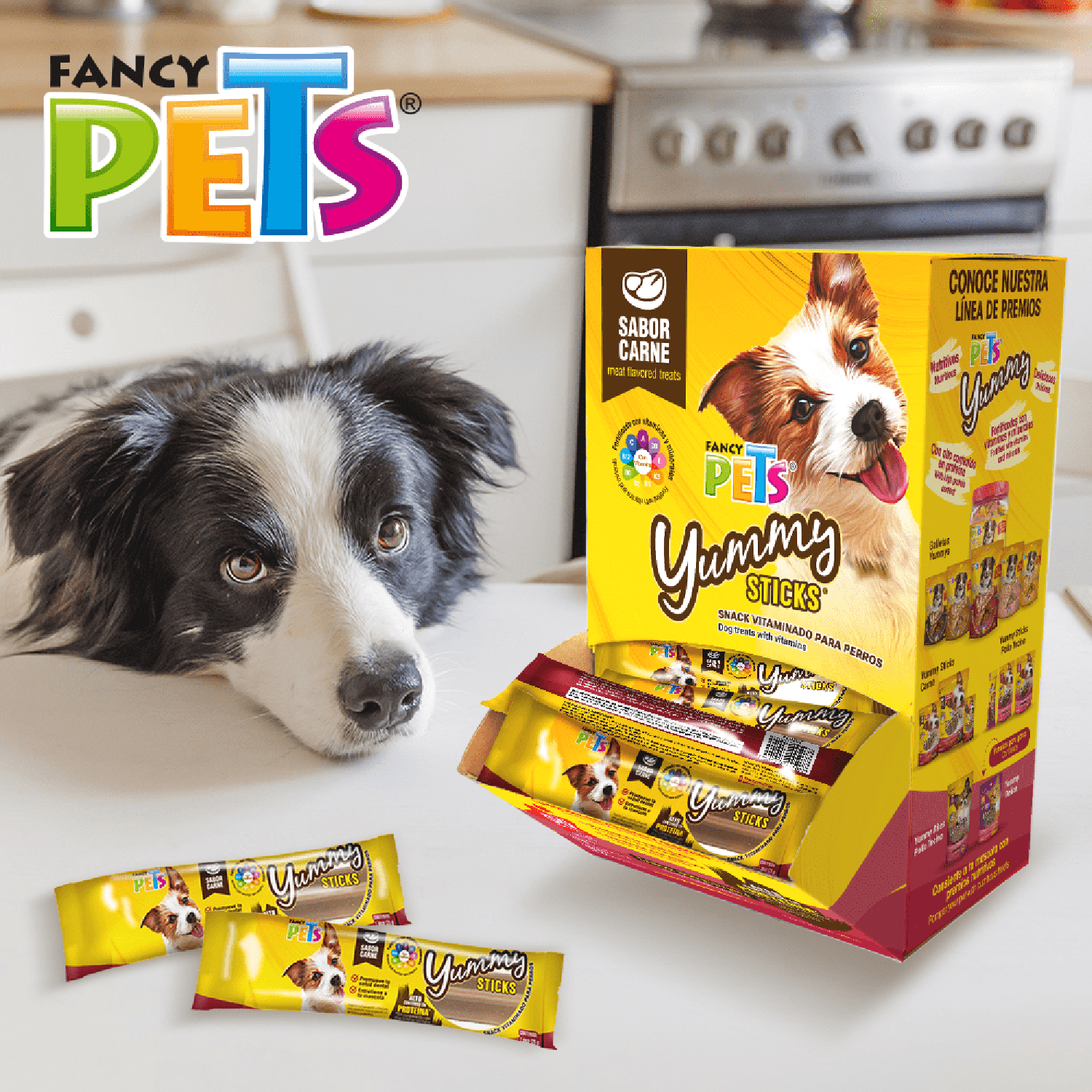 Fancy Pets premio perro caja Yummy Sticks Carne 50 Pz 20g c/u