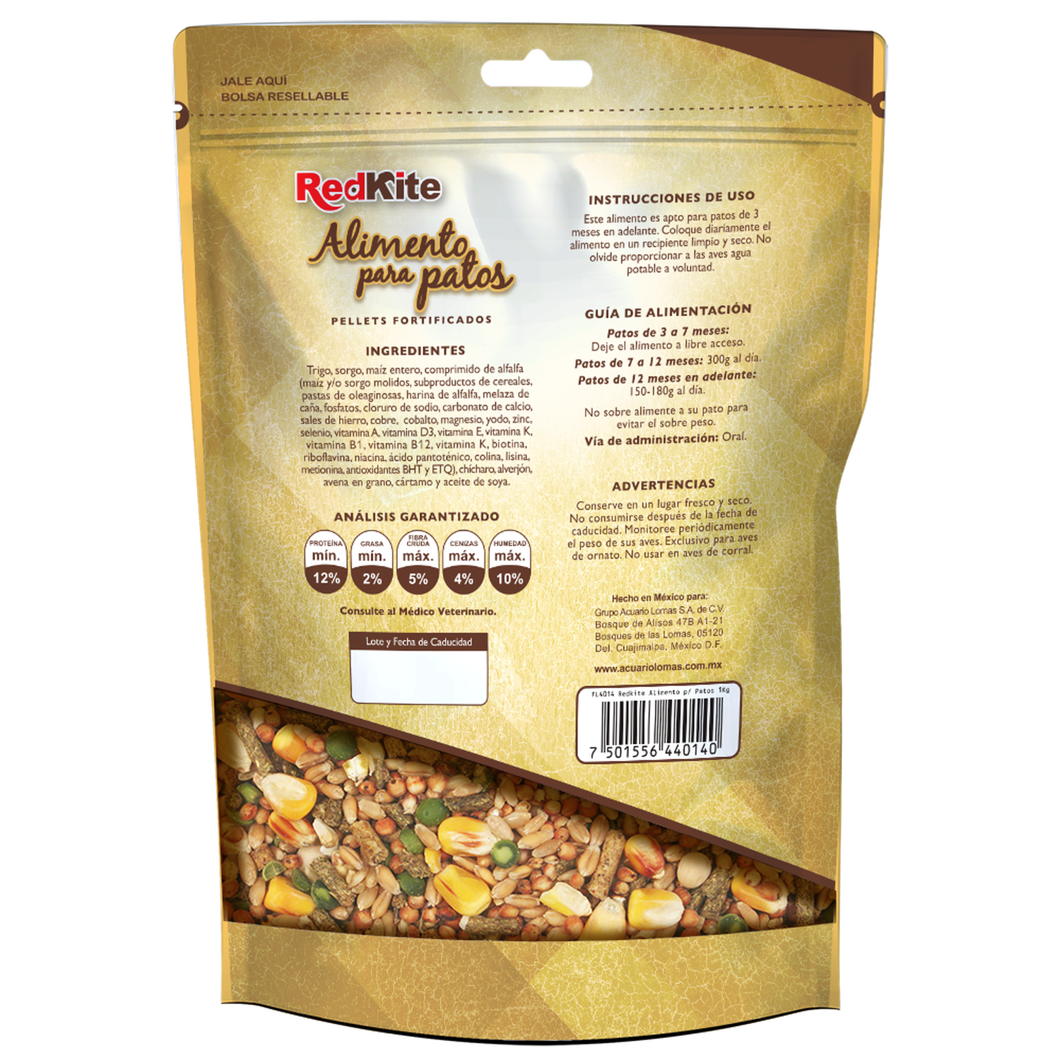 RedKite mezcla semillas alimento para pato adulto bolsa 1 kg