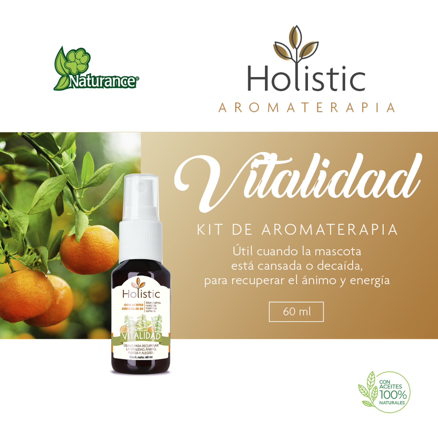 Naturance Holistic Aromatherapy dogs bottle 60ml vitality
