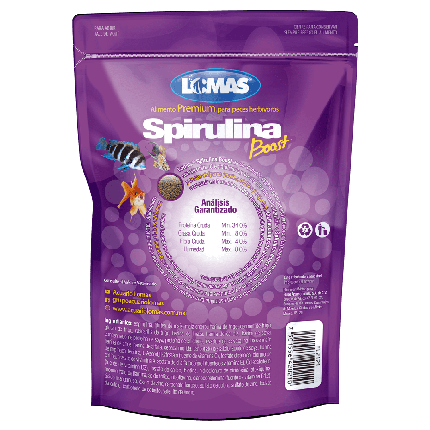 Lomas Alimento peces herbívoros bolitas Spirulina Boost 350g
