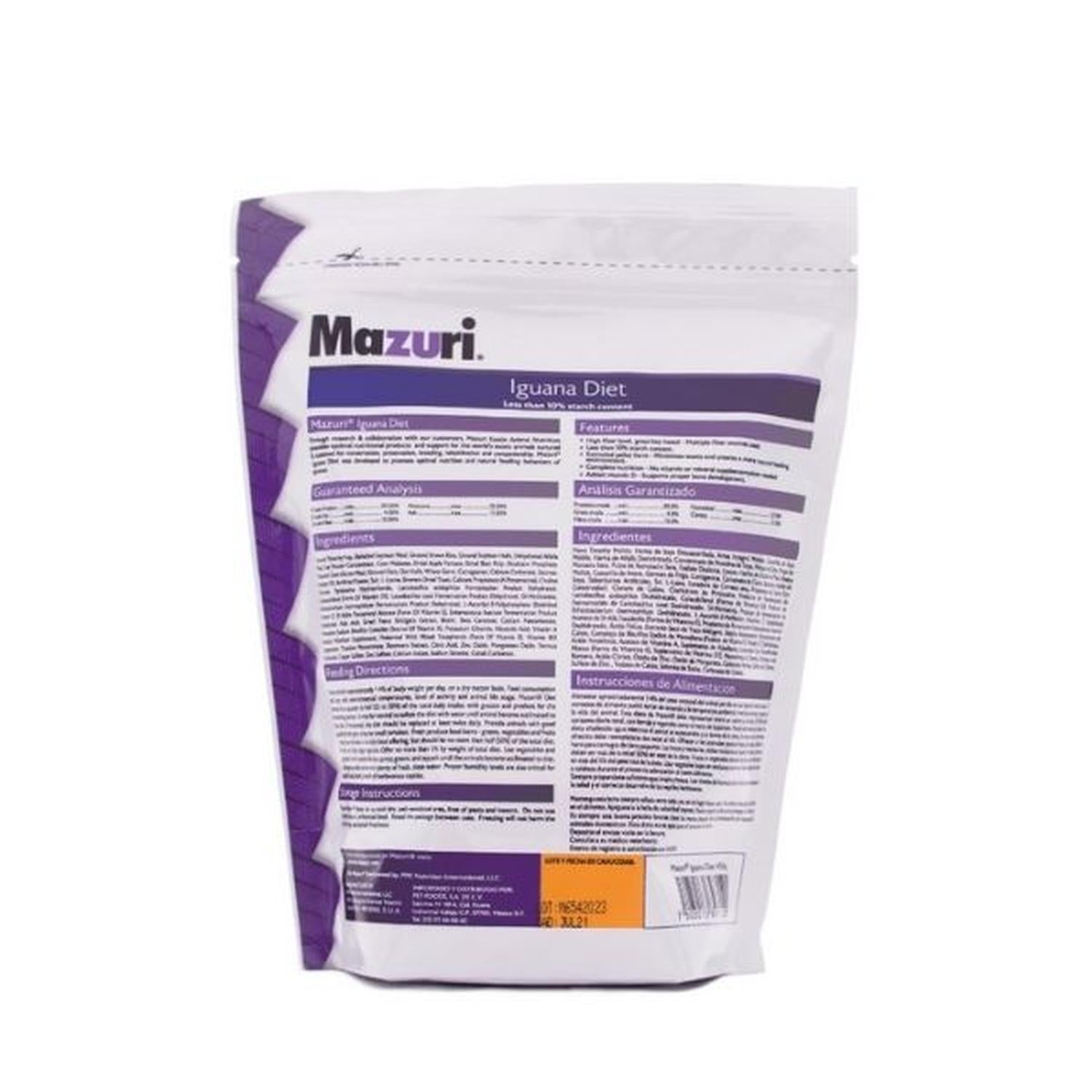 Mazuri Alimento para Iguana Diet 450g alto en fibra