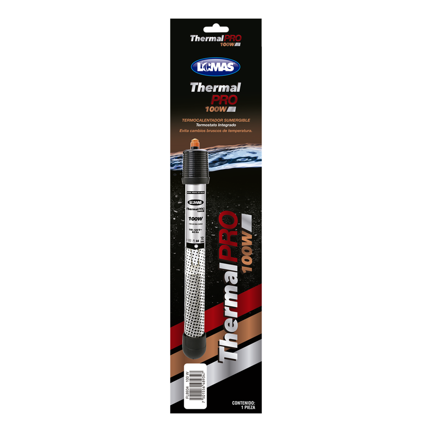 Termostato sumergible pecera LOMAS Thermalpro 100w o 100 lt