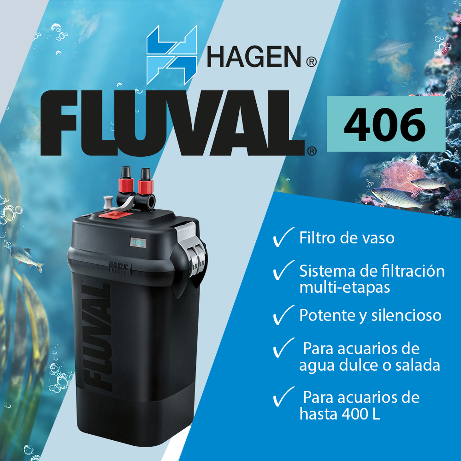 Filtro Fluval 406 Para Peceras De 400 Litros