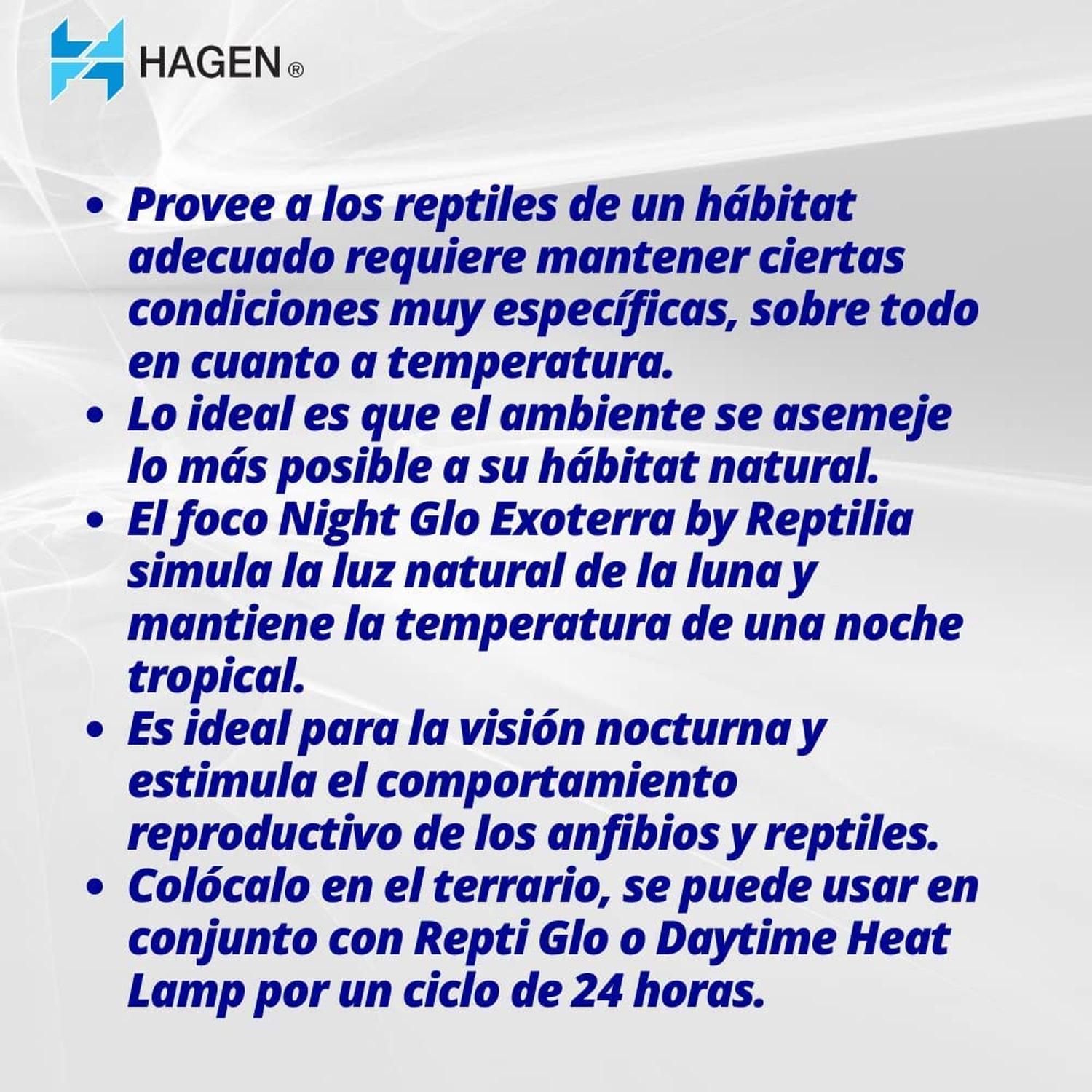 Foco Exo-Terra para reptiles terrarios luz de luna 75w noche