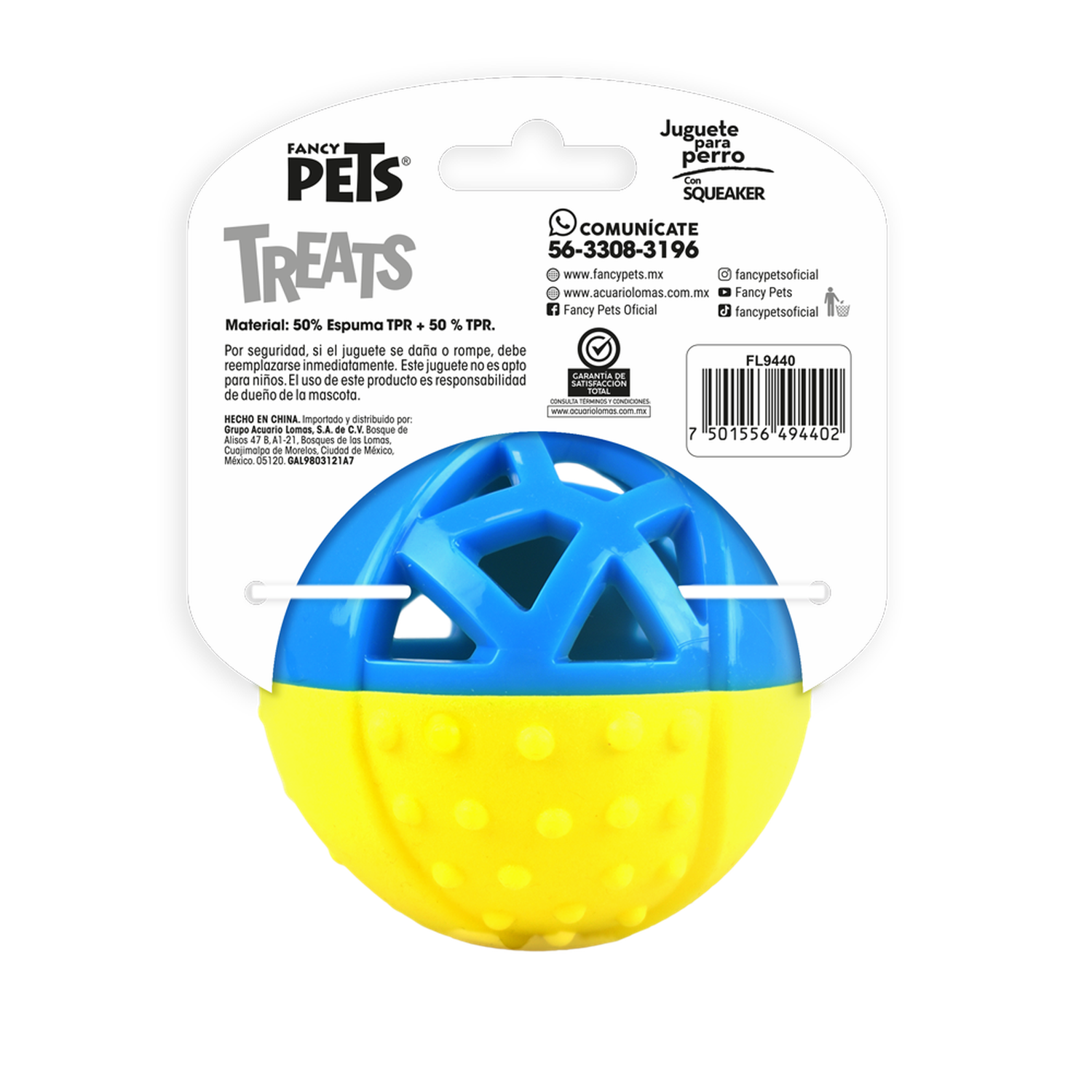 Fancy Pets Juguete para perro Pelota Treats rellenable squeaker