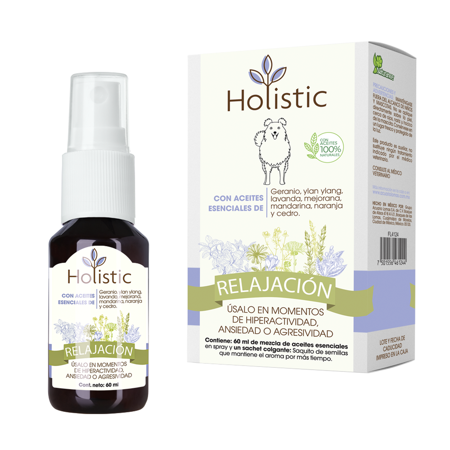 Naturance Holistic Aromatherapy dogs bottle 60ml relaxation