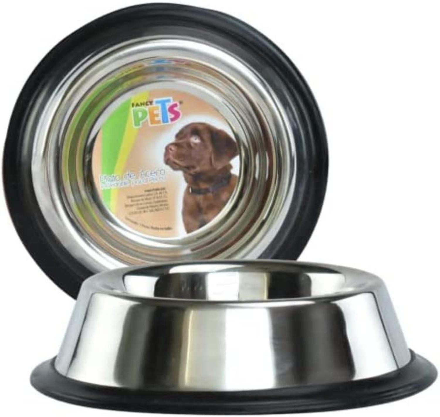 Fancy Pets Plato de acero perros 8oz o 227g antiderrapante