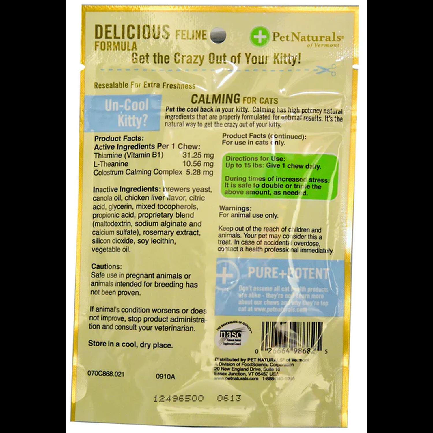 Pet Naturals Calmantes para Gatos masticables 31.5 gr