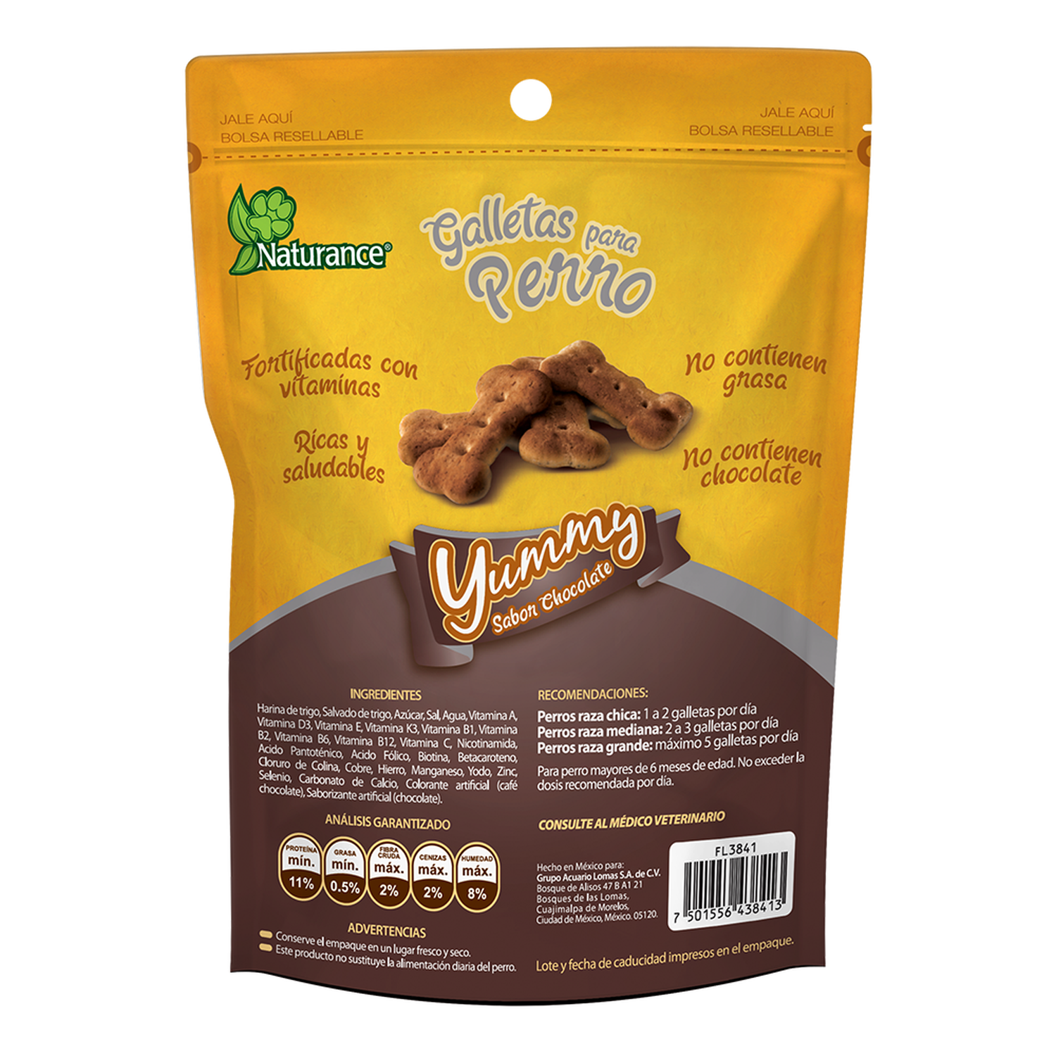 Yummy galletas para perro snacks Sabor Chocolate 100 grs