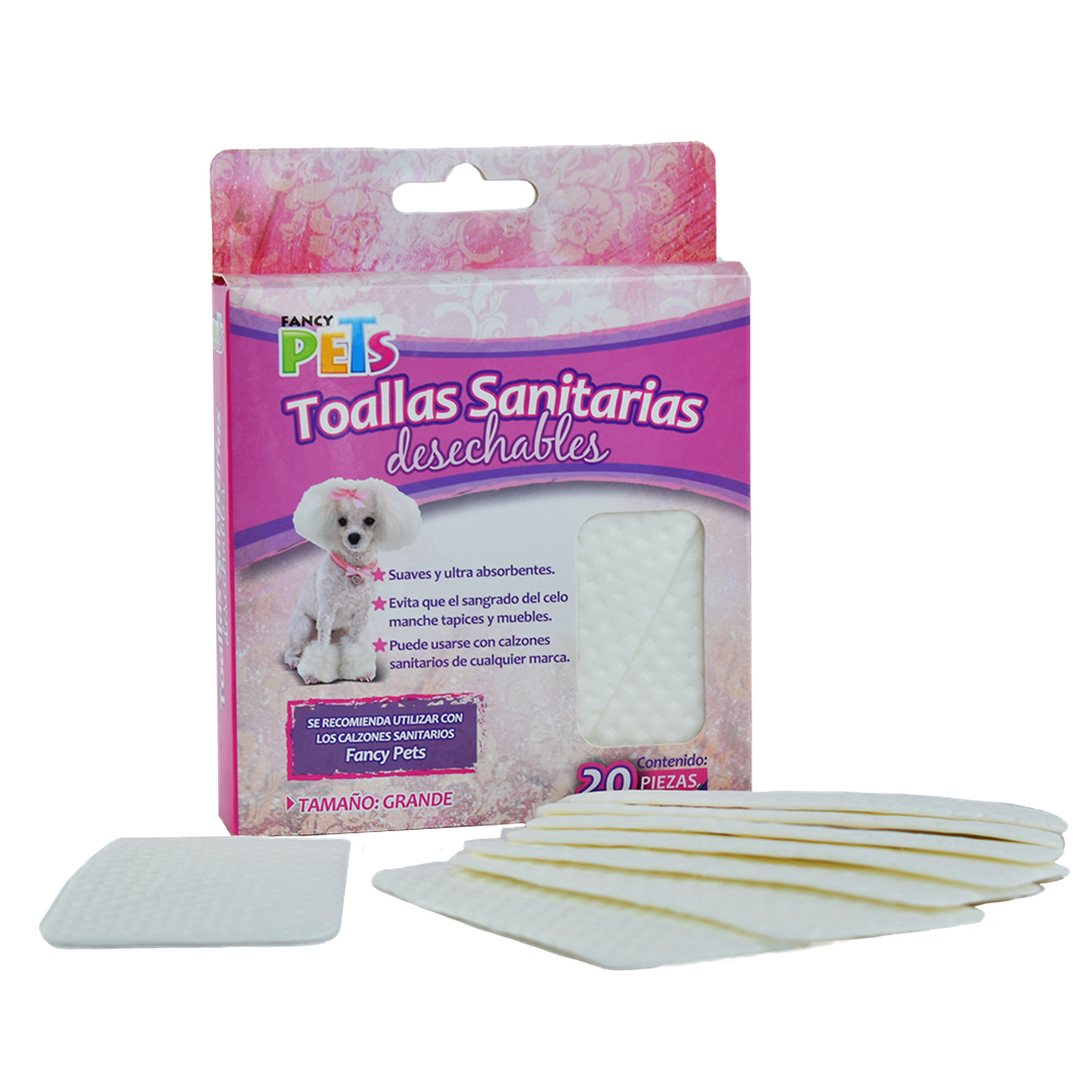 Toallas Sanitarias Para Perrita En Celo Tamaño Grand 20 Pzas
