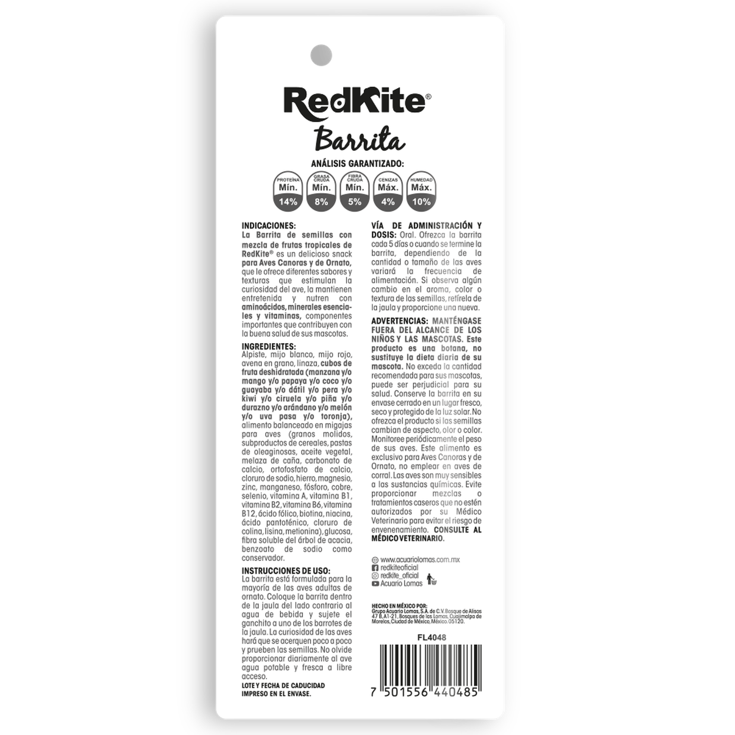 Redkite barrita de frutas para aves canarios finch 1pza
