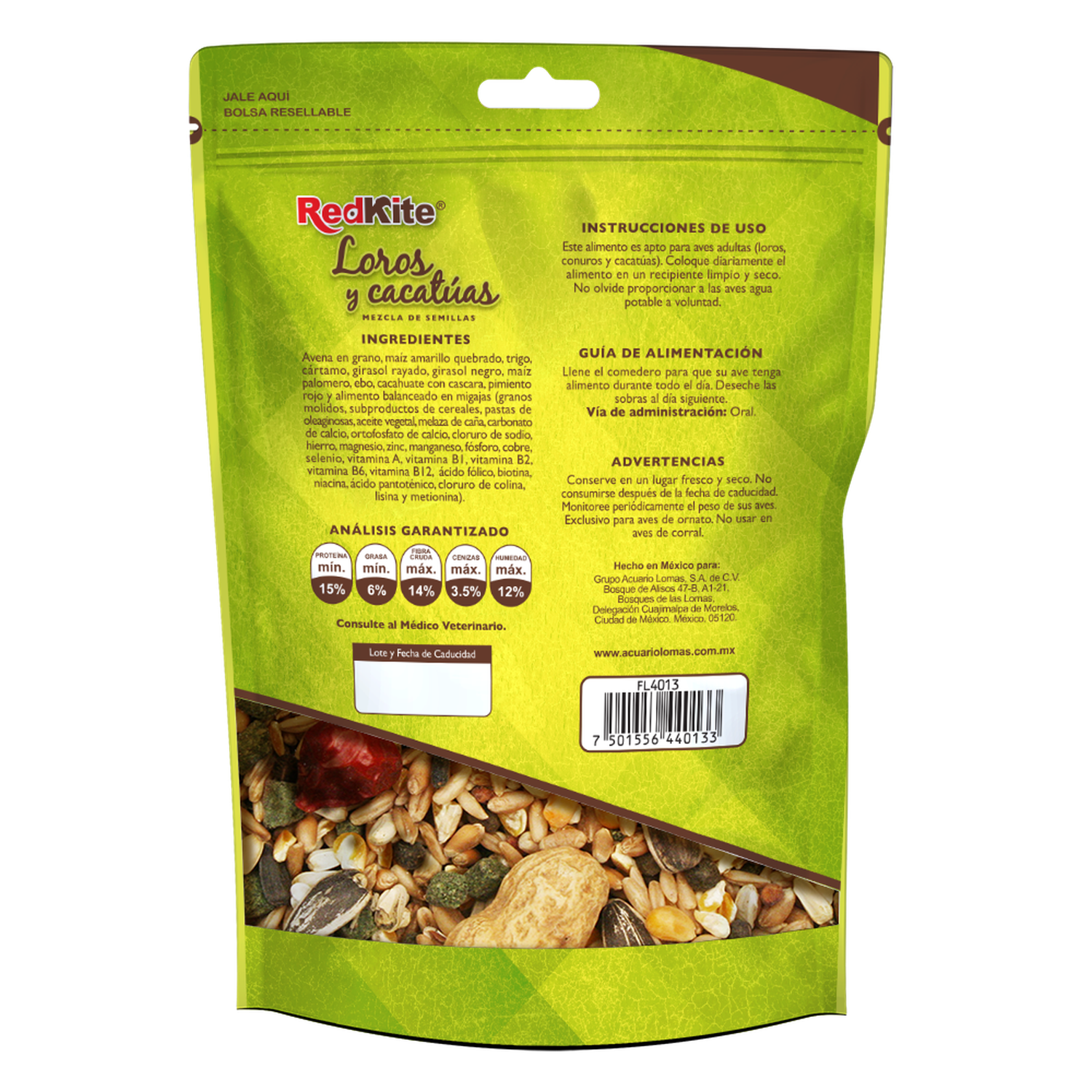 Redkite alimento balanceado Loros Y Cacatuas 500 grs