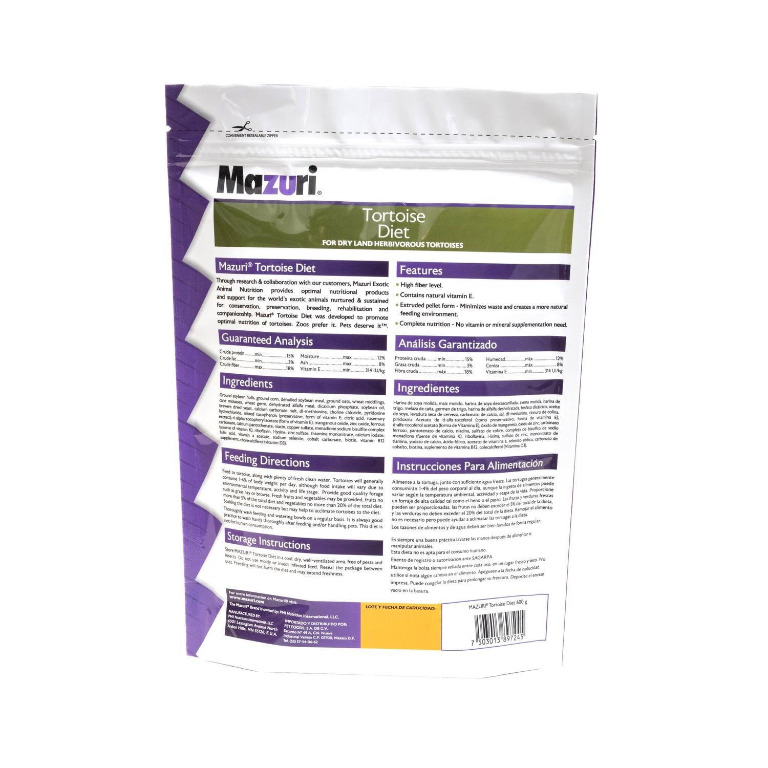 Mazuri Alimento tortuga de tierra y herbivoras 600g