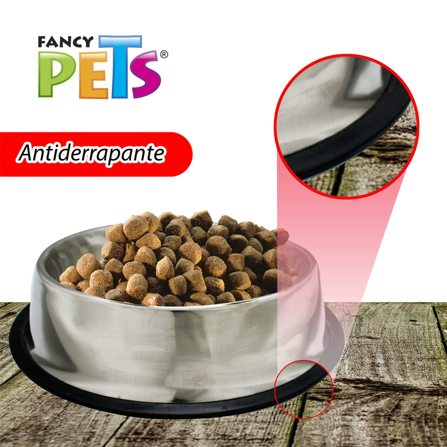 Fancy Pets Plato de acero perros 64oz o 1.8kg antiderrapante