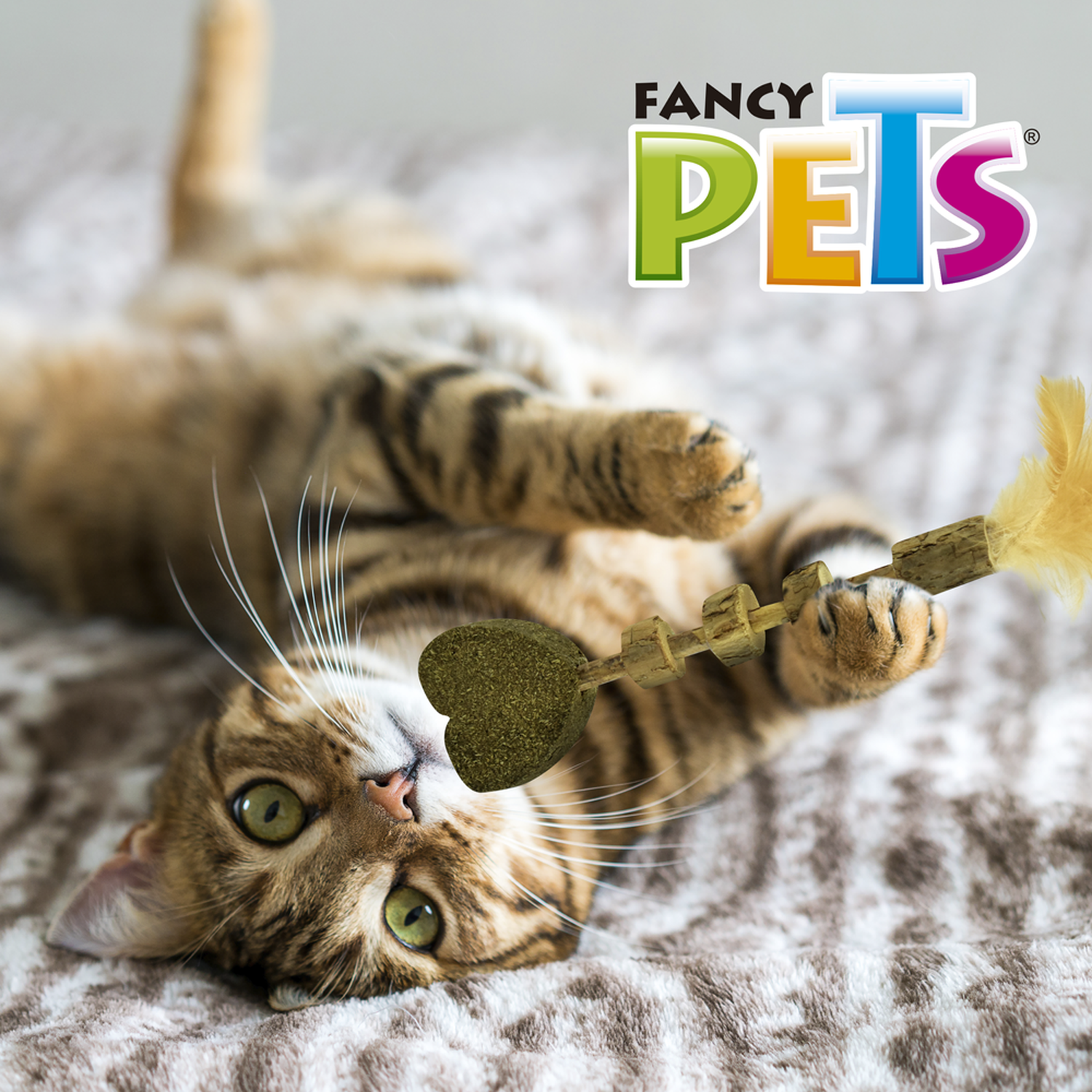 Fancy Pets juguete para gato varita con catnip corazon pluma