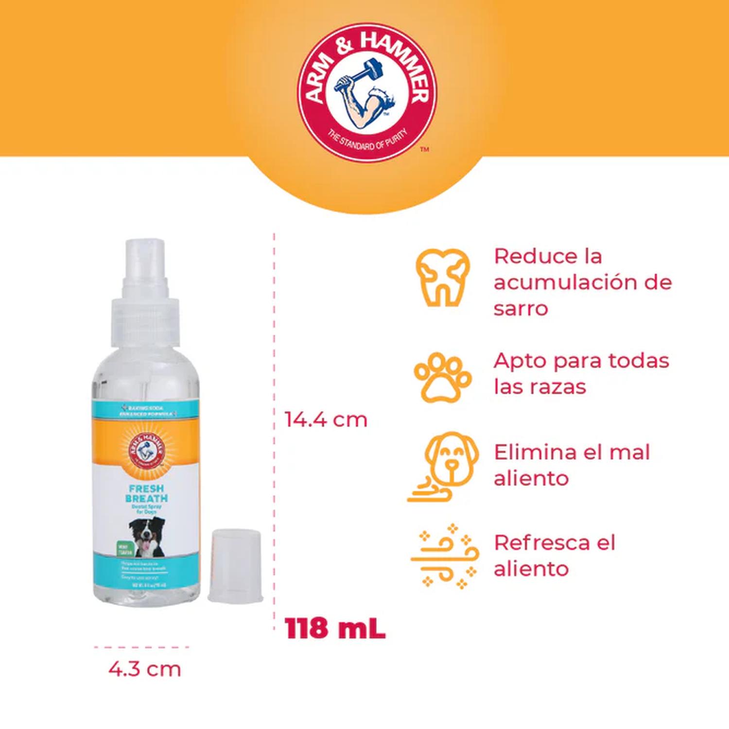 Arm & Hammer Spray Dental Perro quita Sarro Mal Aliento Menta