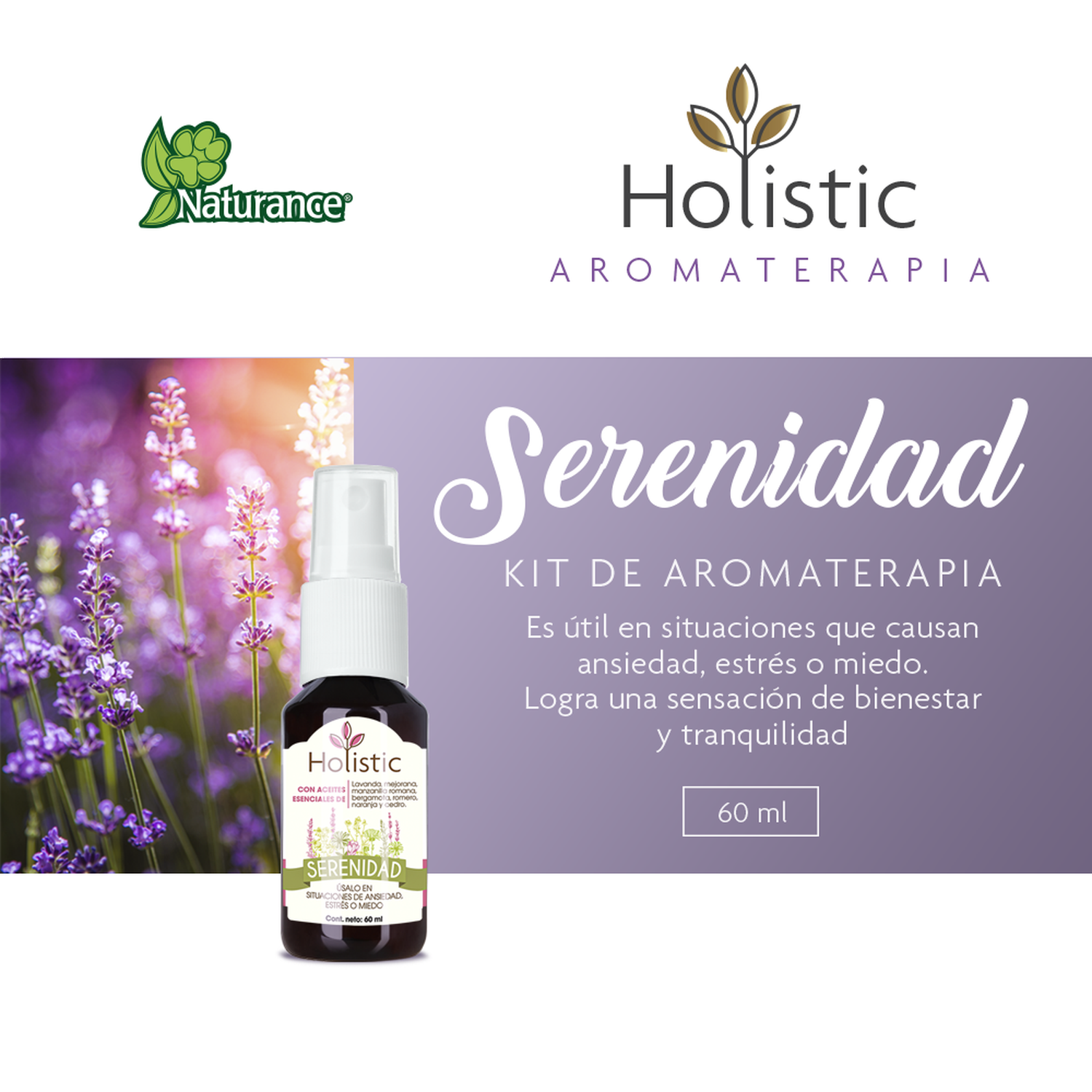 Naturance Holistic Aromatherapy dogs bottle 60ml serenity