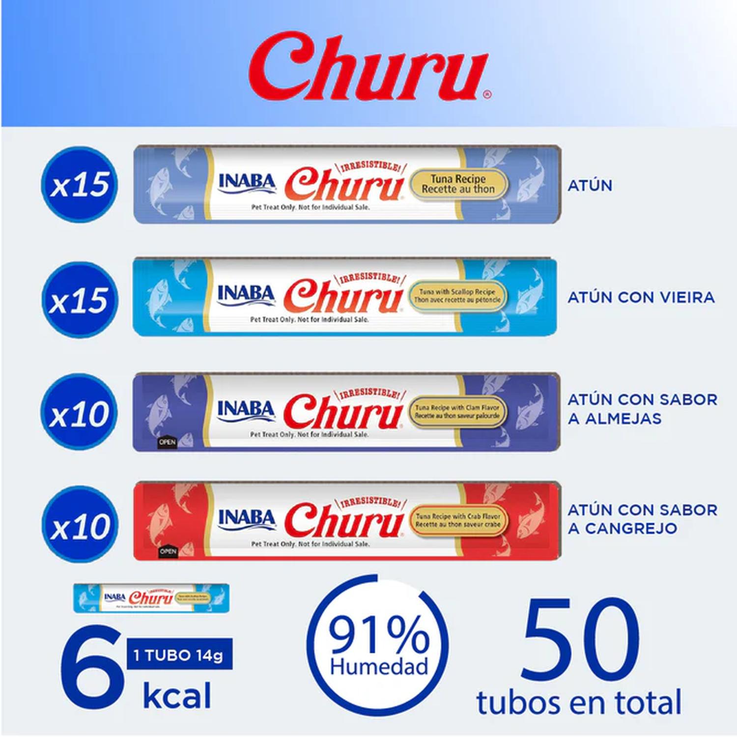 Inaba Churu Atún/Vieira Snack Premio para Gatos 24 tubos