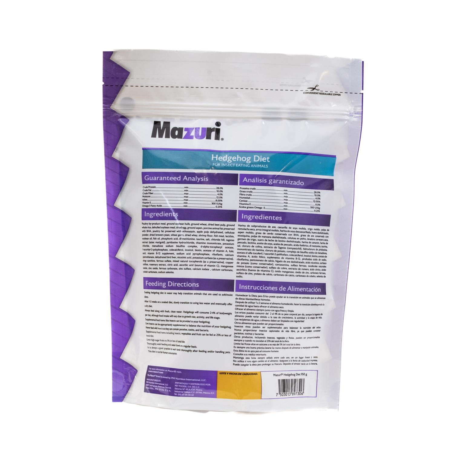 Mazuri Insectivorous hedgehog food any stage 950g