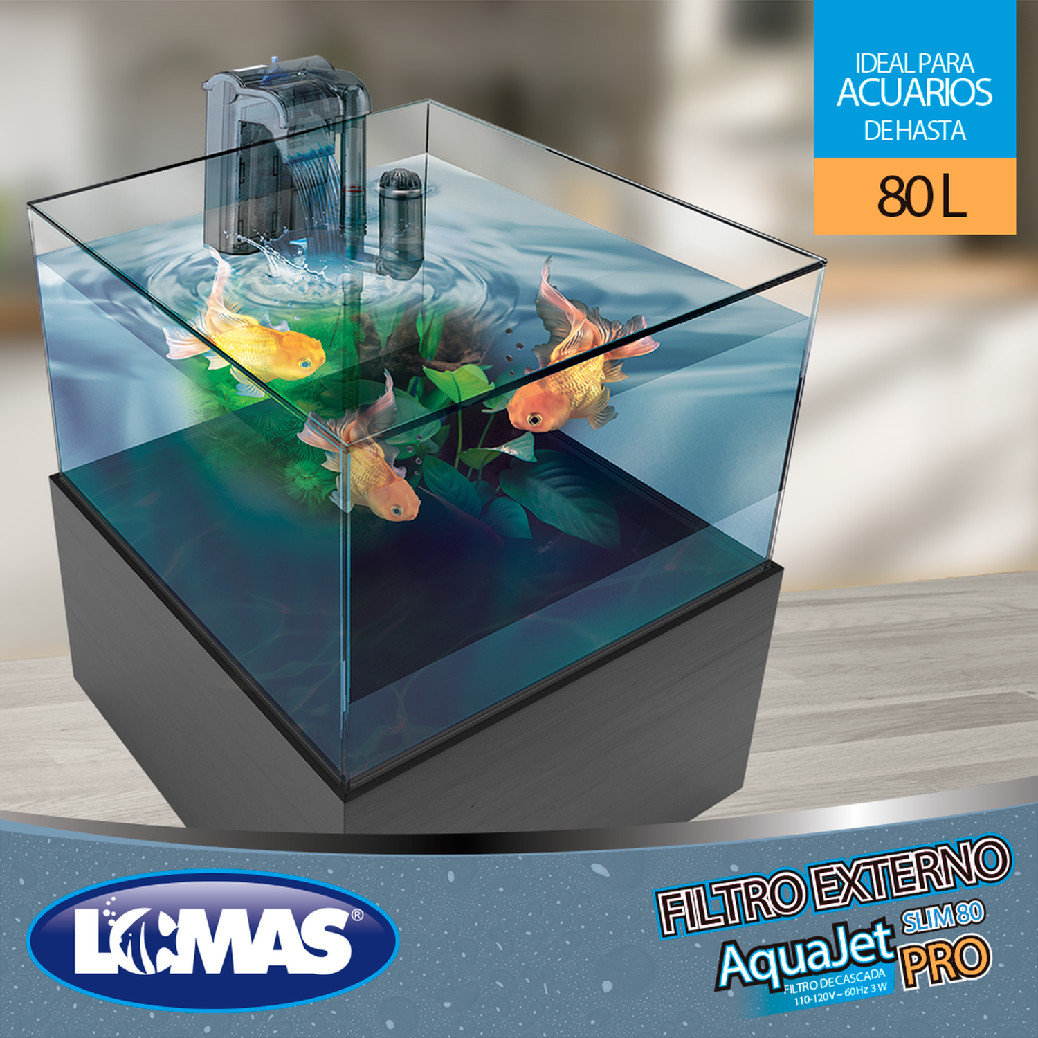 LOMAS filtro de cascada para acuario AquaJet Slim Pro 80 lt
