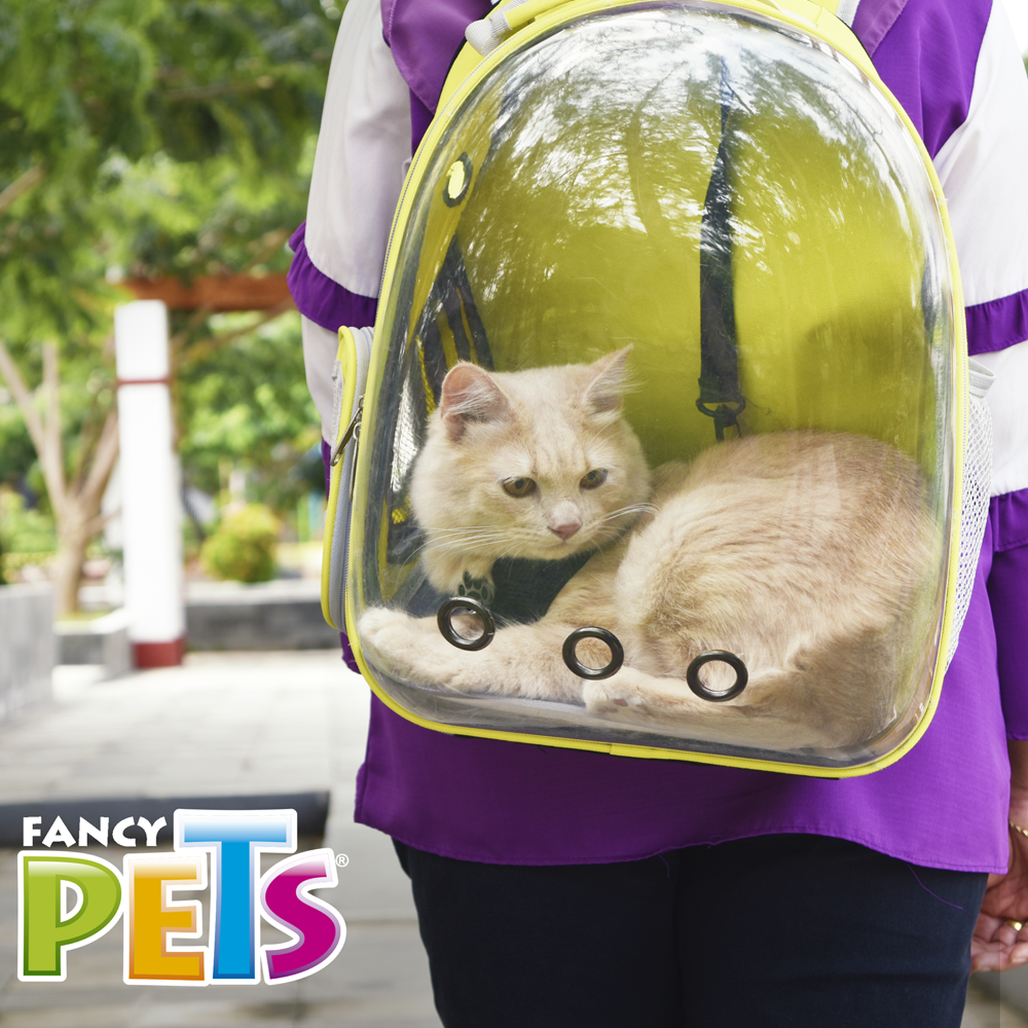 Fancy Pets Mochila transparente para mascotas, perros, gatos o roedores de viaje amarilla