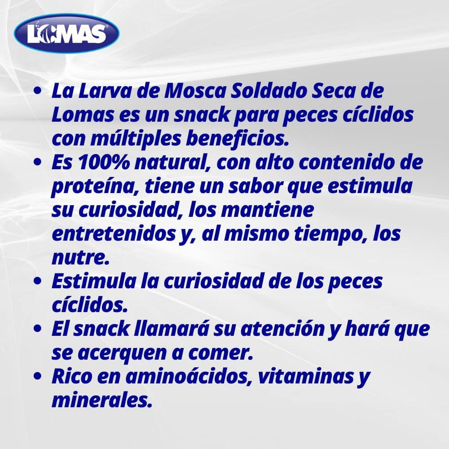 Alimento ciclidos peces larva mosca soldado alta proteína30g