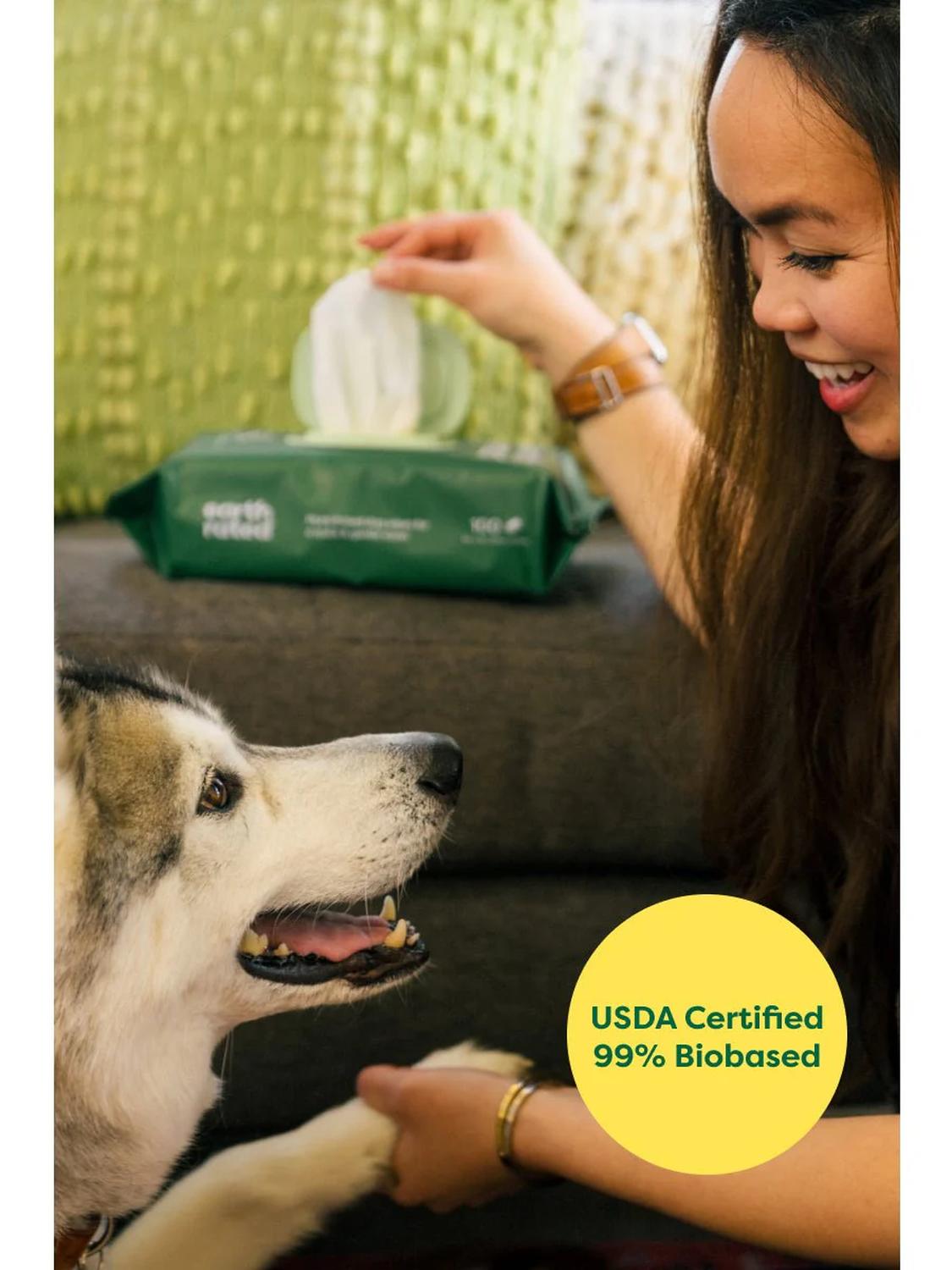 Earth Rated Toallitas Húmedas Perros Hipoalergénicas 100pzs