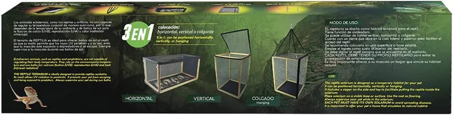 Terrario de malla y madera Reptilia armable grande 40x60x60