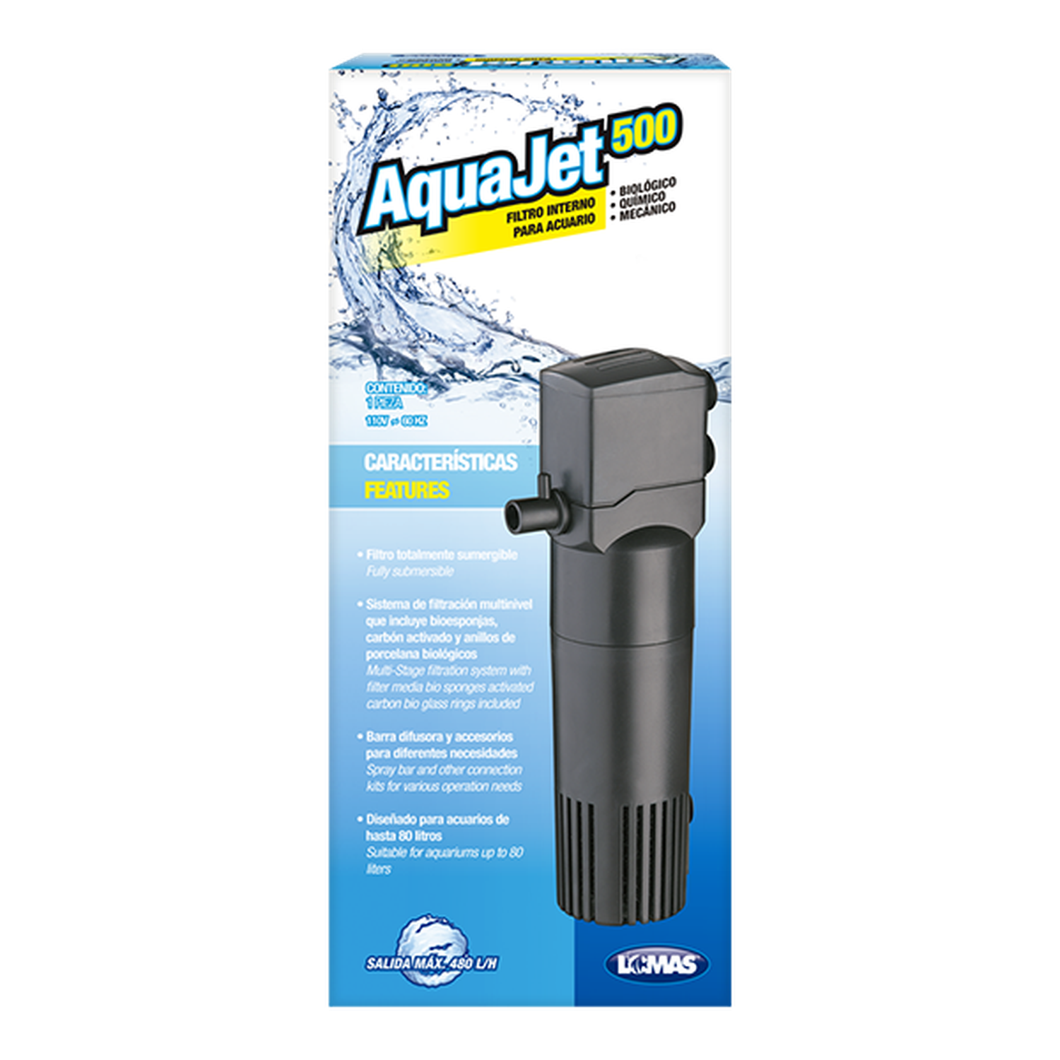 Lomas filtro interno para acuario Aqua-Jet 500 80 litros