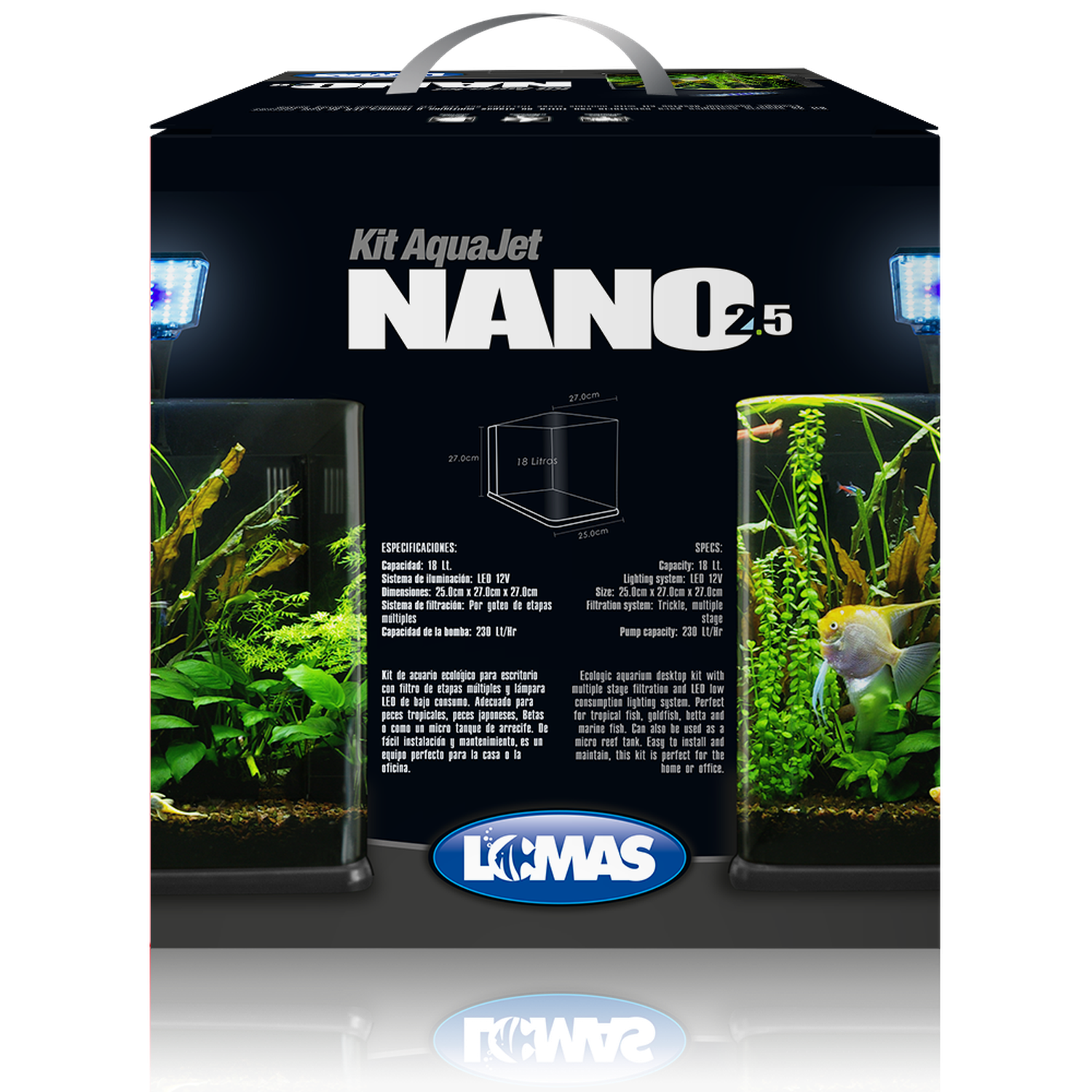Pecera Equipada 18 Litros De Vidrio Nano Acuario C/ Luz Led