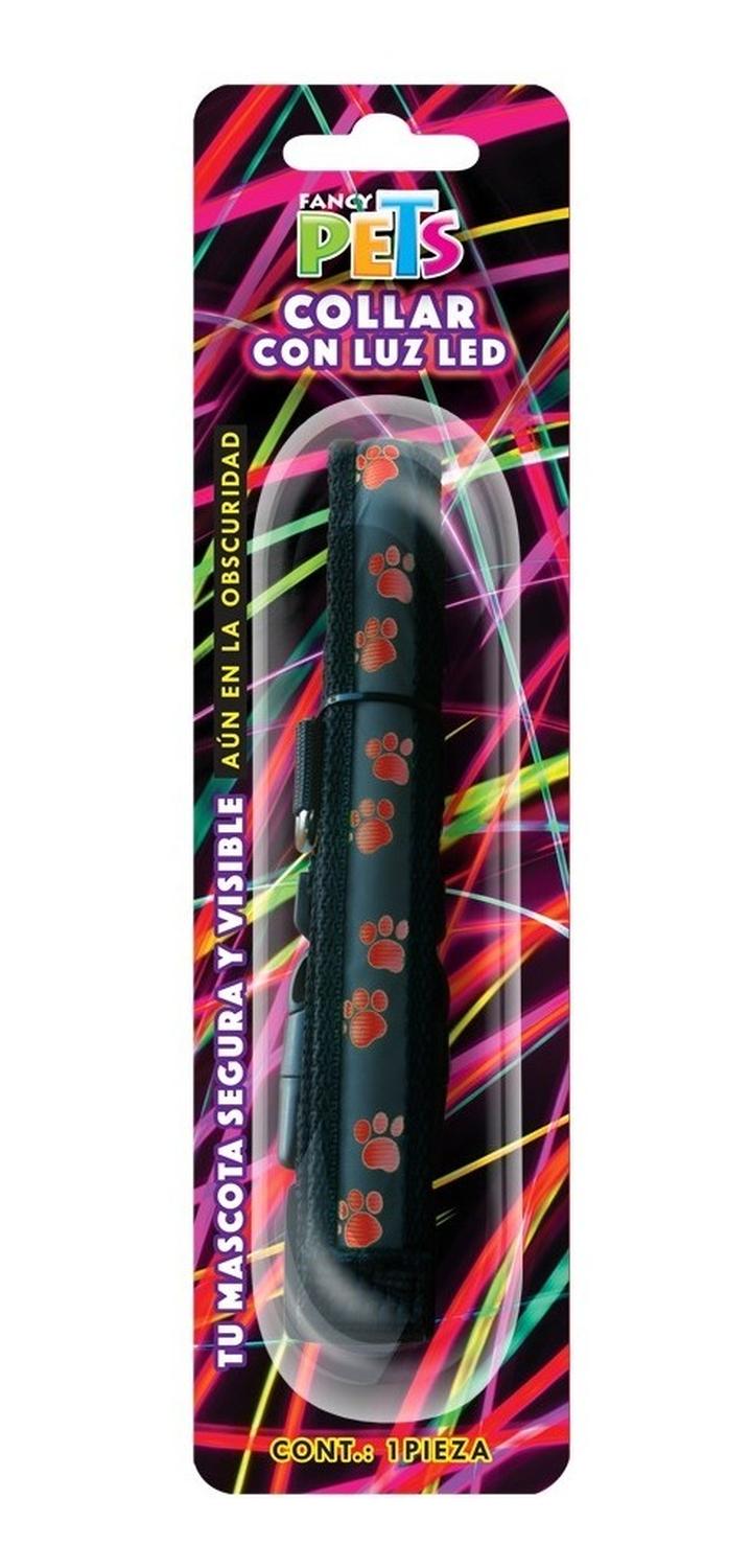 Collar Para Perro Led Diseño Huellas Ch Bateria Reemplazable