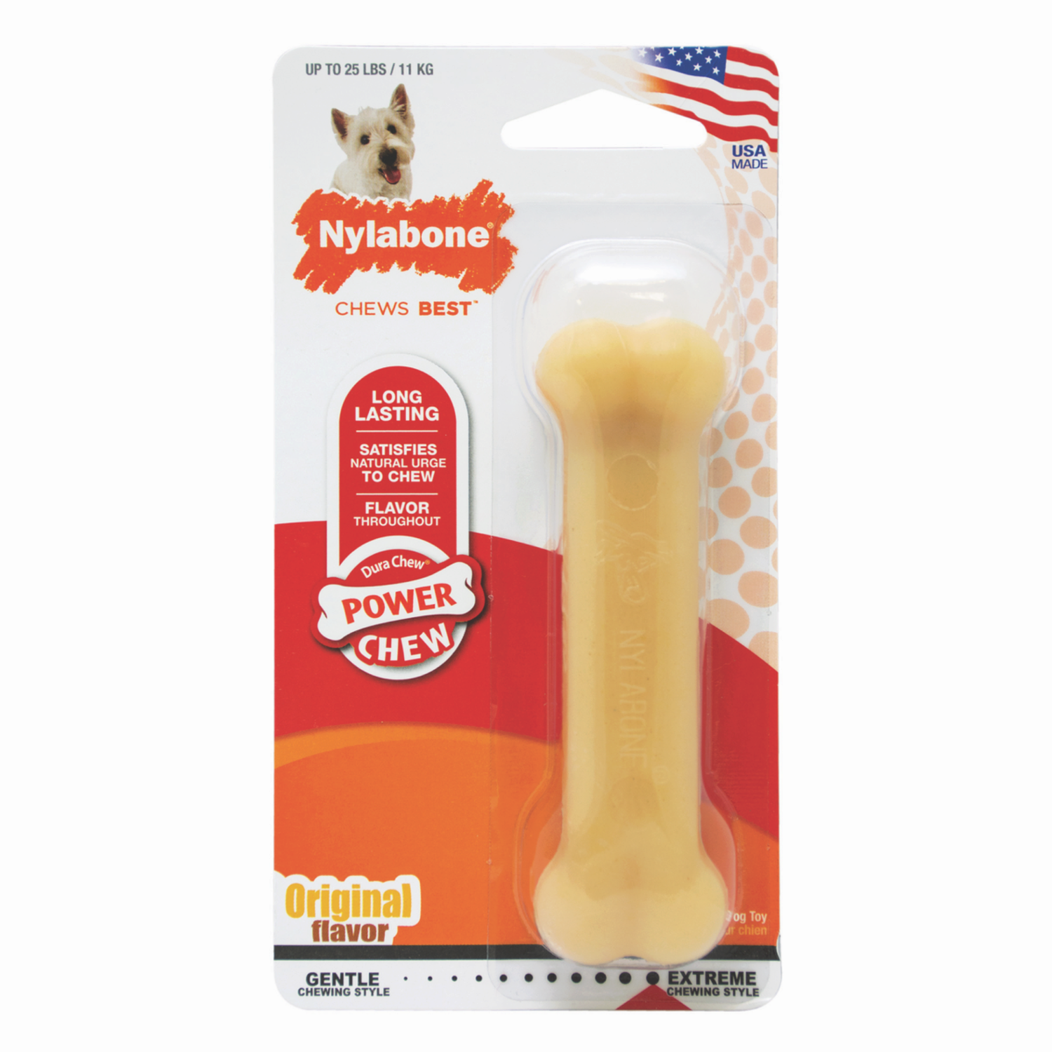 Juguete Nylabone perro Dura Power Chew sabor Original 11kg