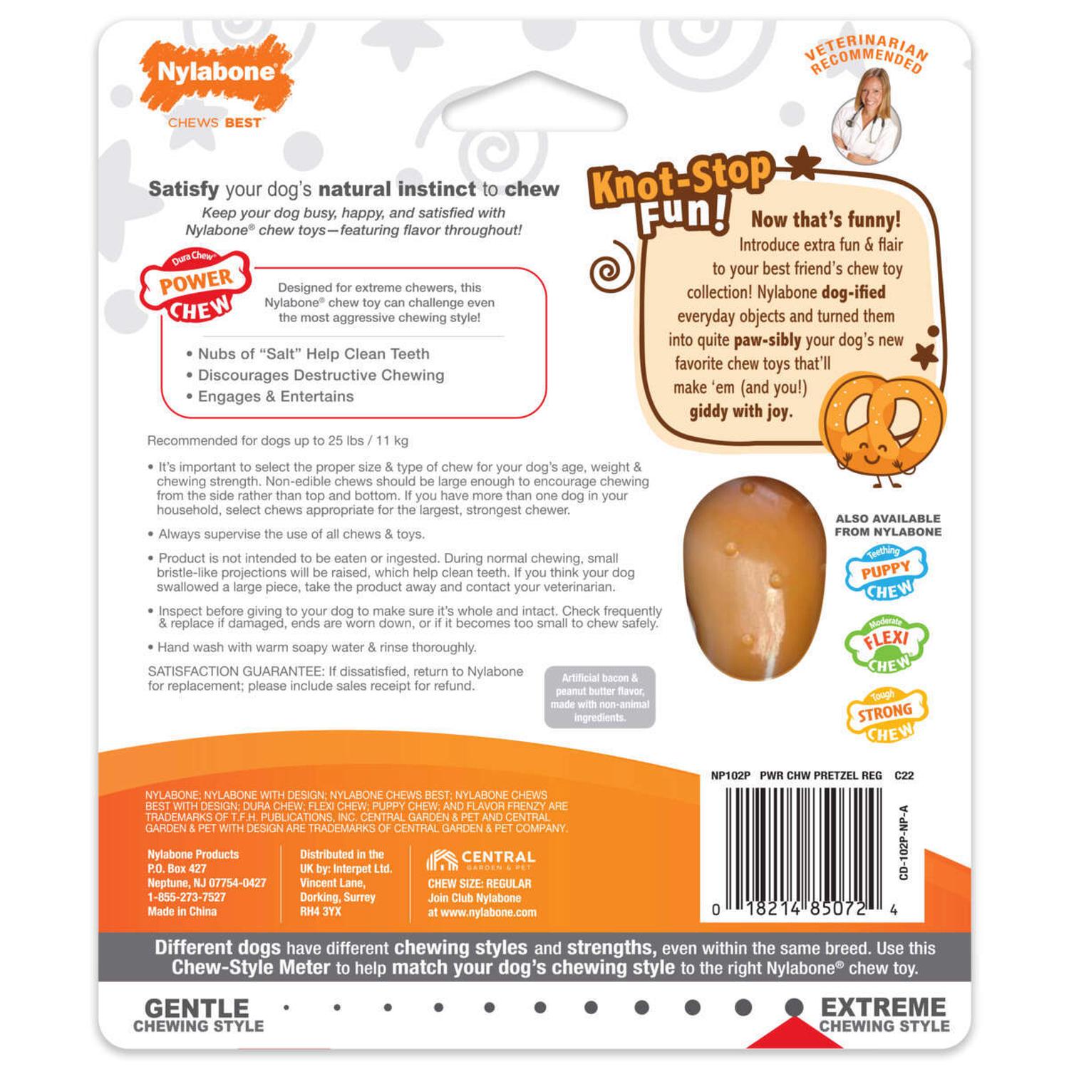 Juguete Nylabone perro Power Chew Pretzel Tocino Maní 11kg extreme