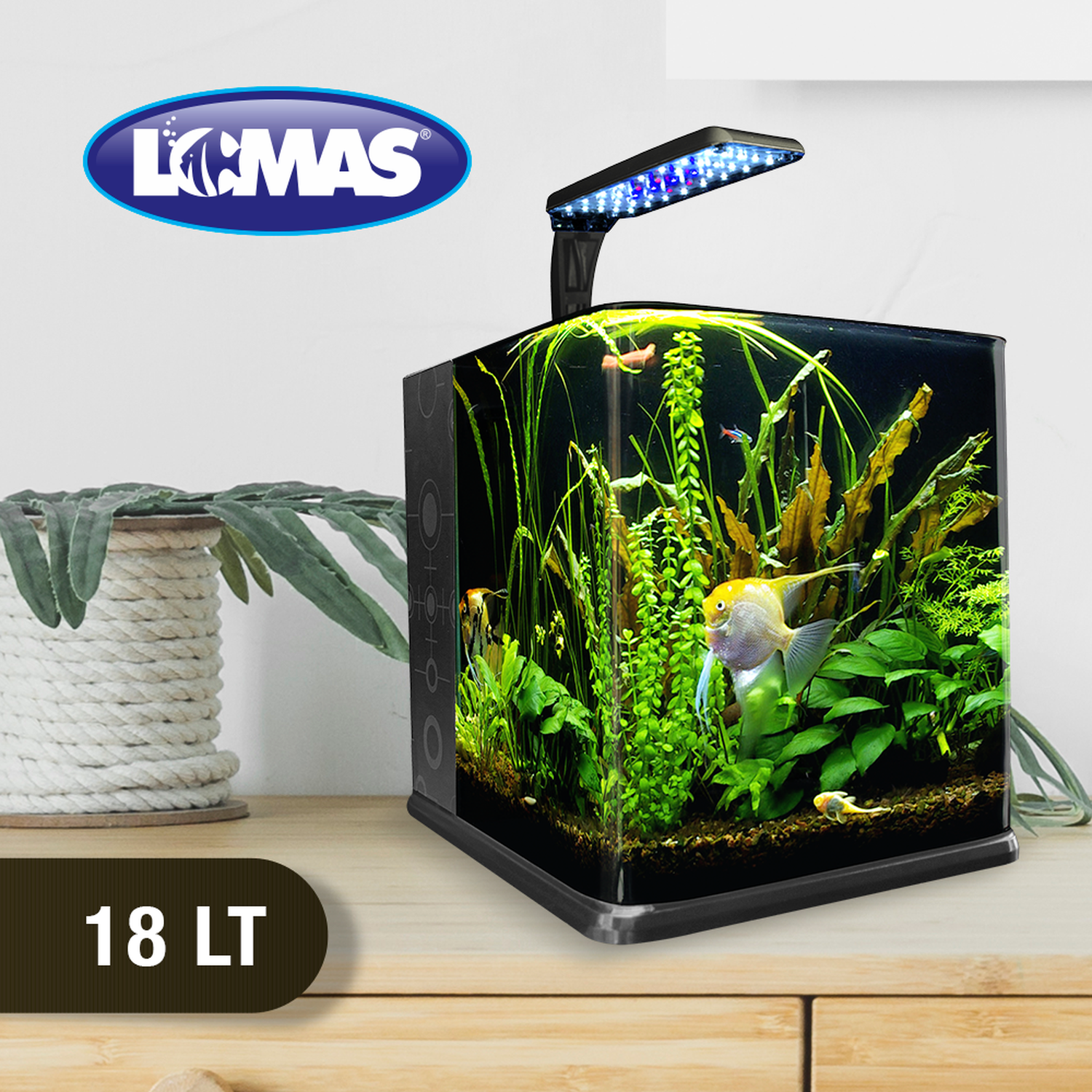 Pecera Equipada 18 Litros De Vidrio Nano Acuario C/ Luz Led