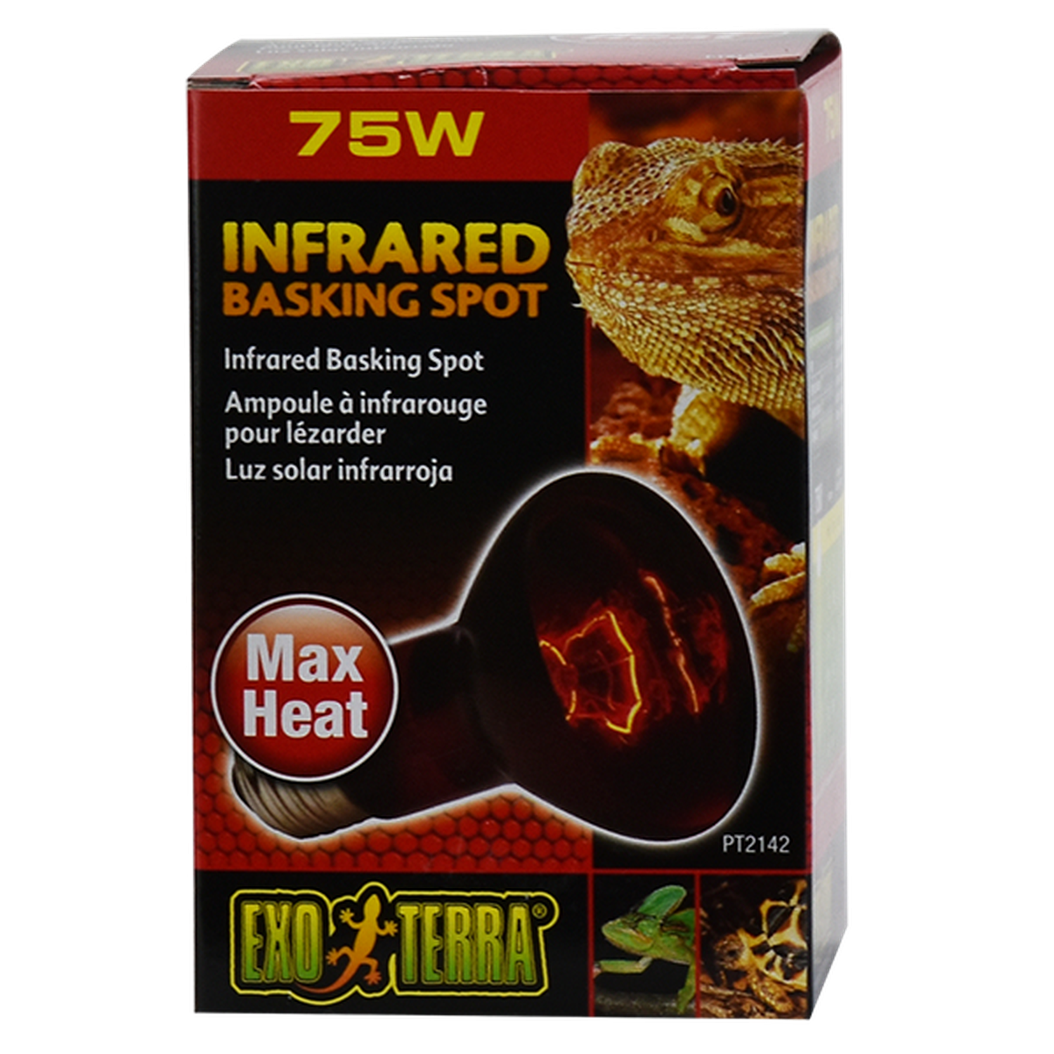 Exo Terra foco para terrario reptiles Infrarrojo Heat Glo 75w