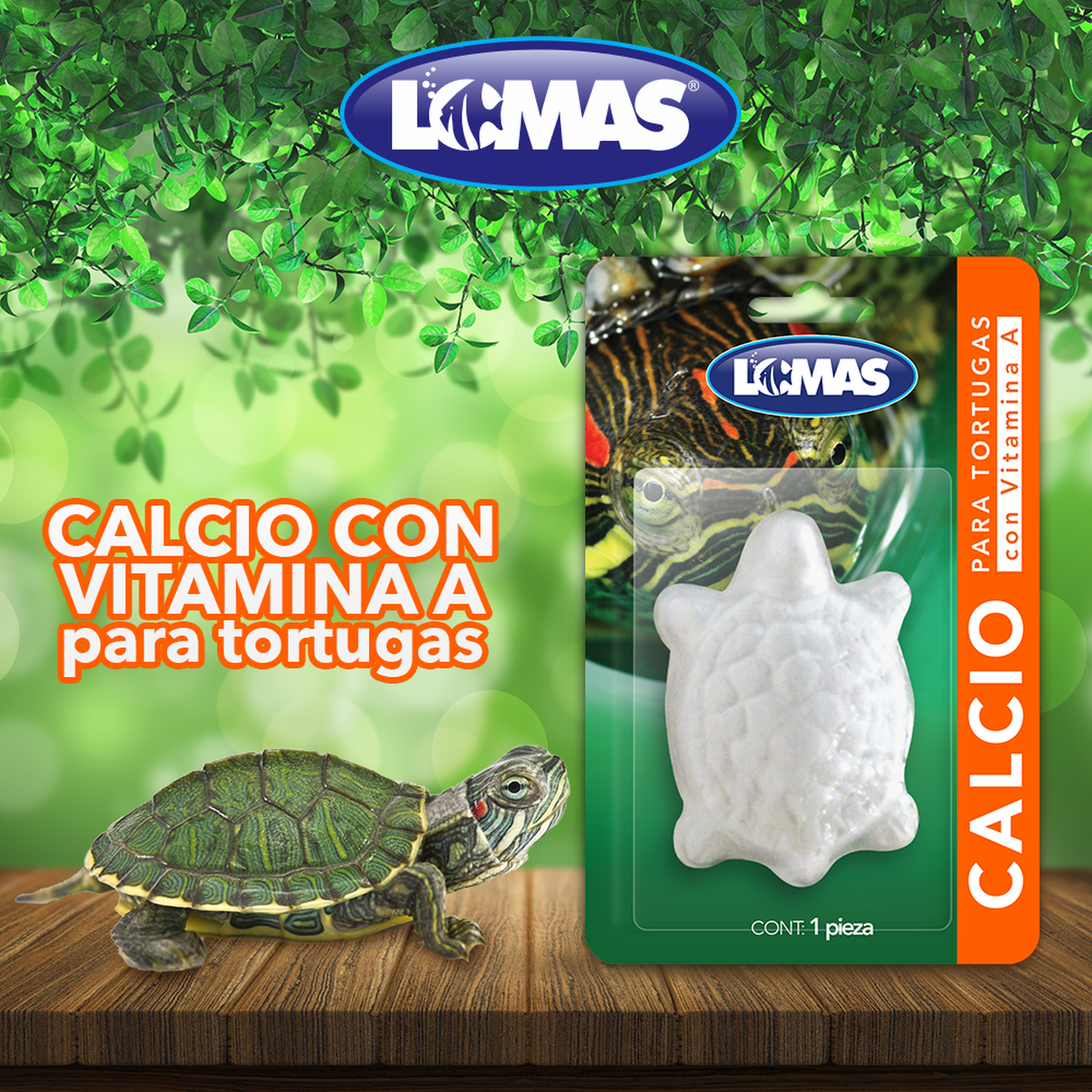 LOMAS Calcio Para Tortugas Con Vitamina A caparazón fuerte