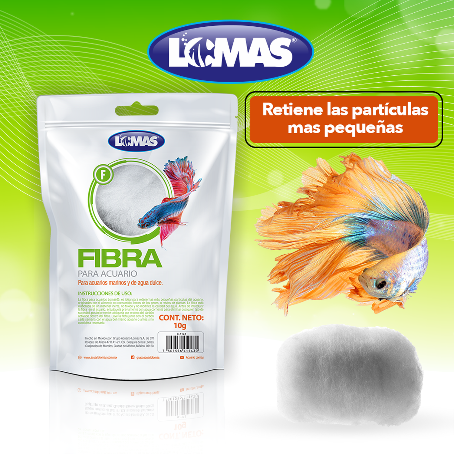 LOMAS Bolsa de Fibra Para Filtros de acuario 10grs