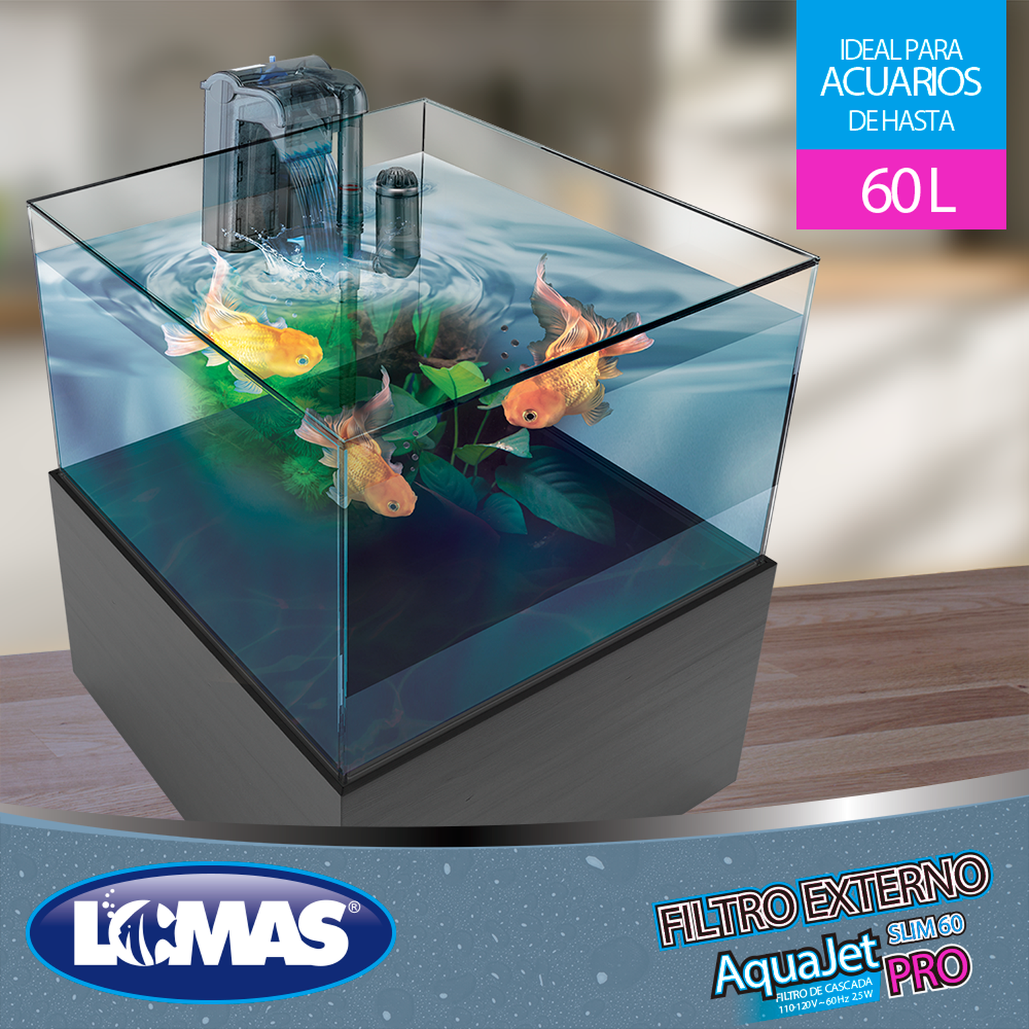 LOMAS filtro de cascada para acuario AquaJet Slim Pro 60 lt