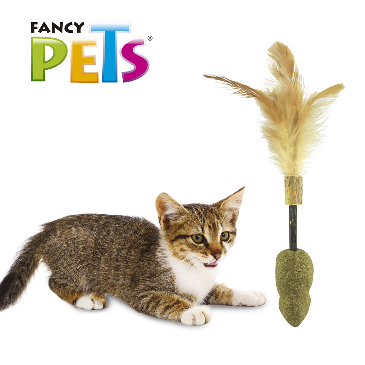 Fancy Pets cat toy wand with catnip mouse feather