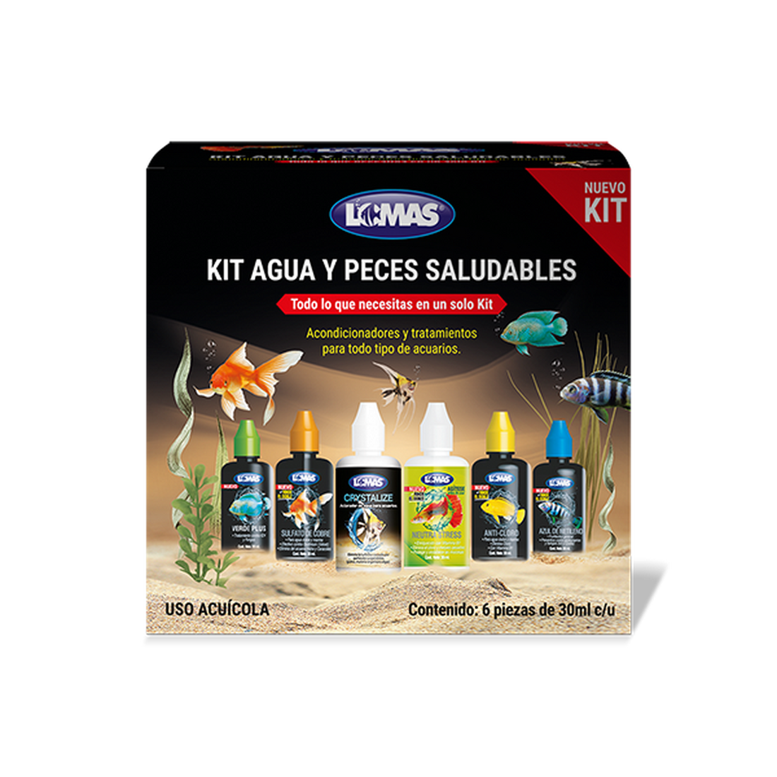 Lomas kit de acondicionadores de agua para acuarios peceras