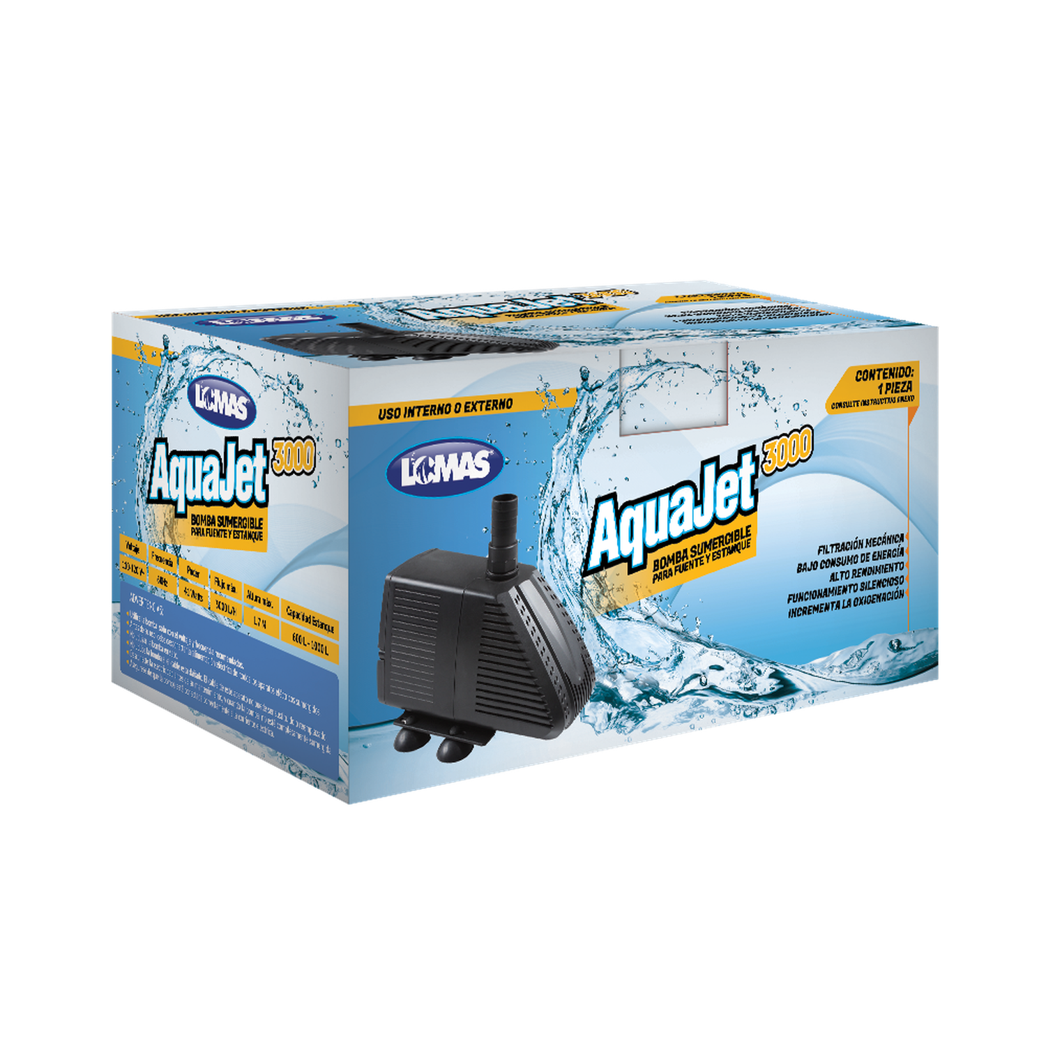 Bomba sumergible fuente estanque AquaJet 3000 para 600-1000L