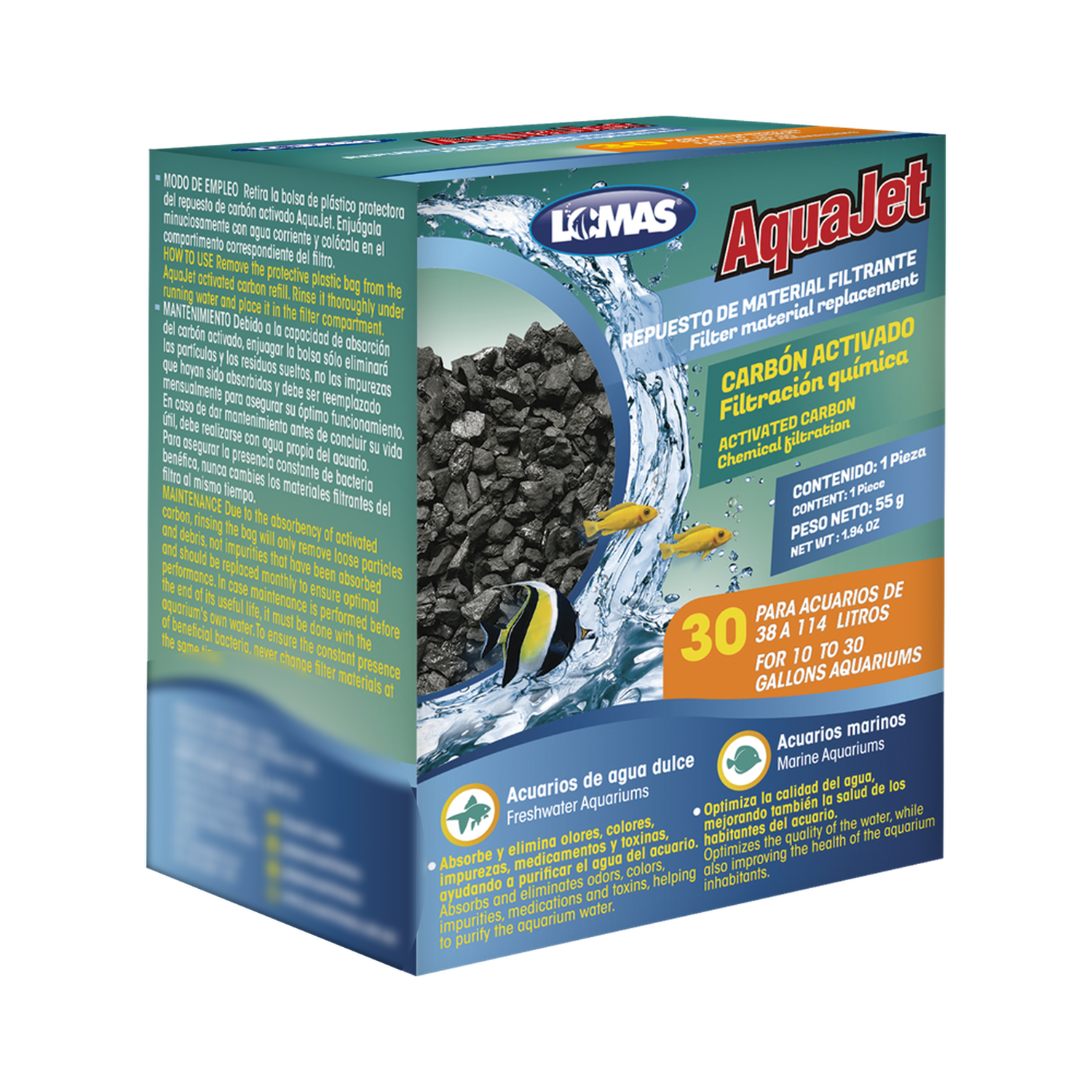 LOMAS repuesto carbon filtro cascada Aquajet y Aquaclear 30
