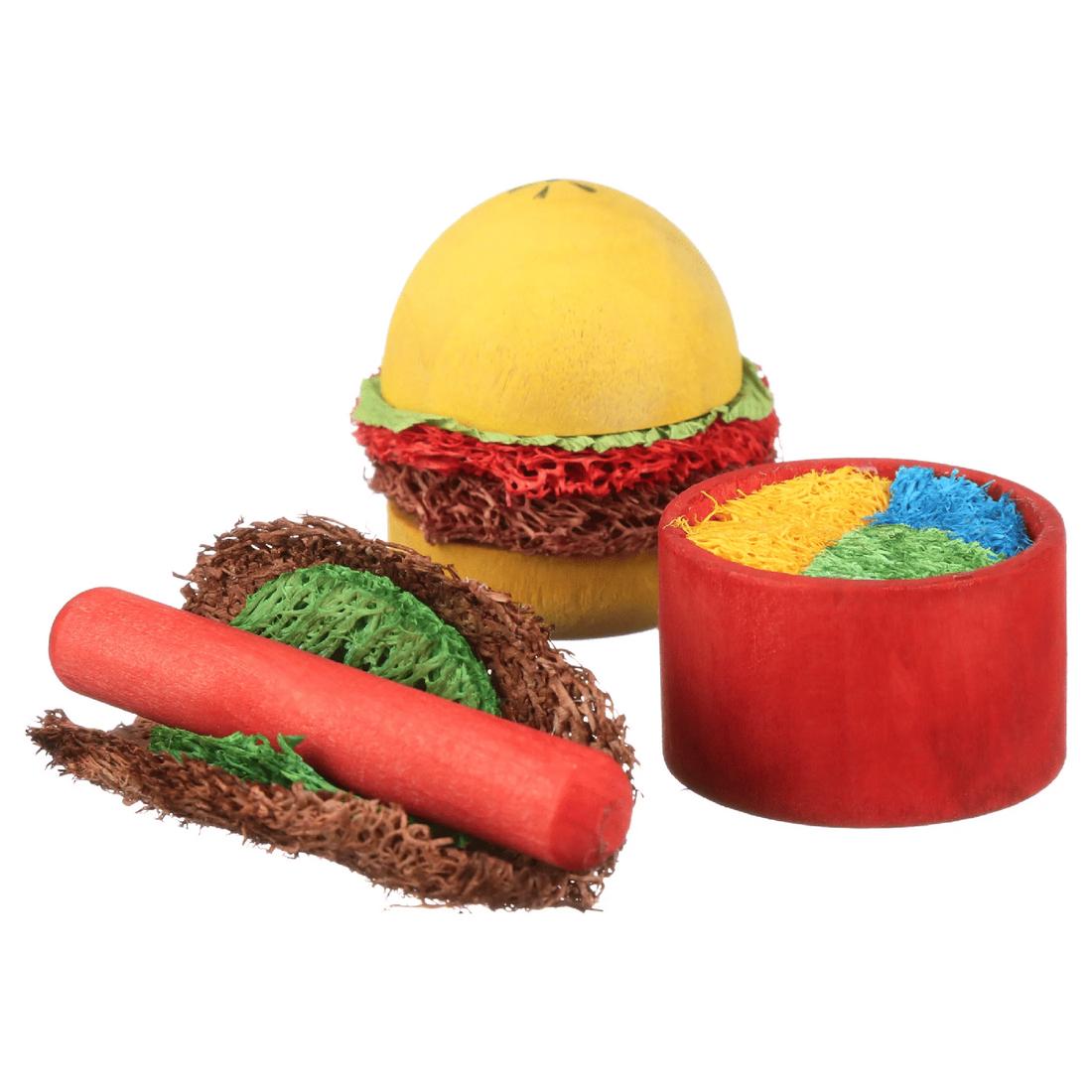 Juguete A&E Mordedera Cookout Wood & Loofah para hamster, cuyo | G.Valkyria - imagen 1