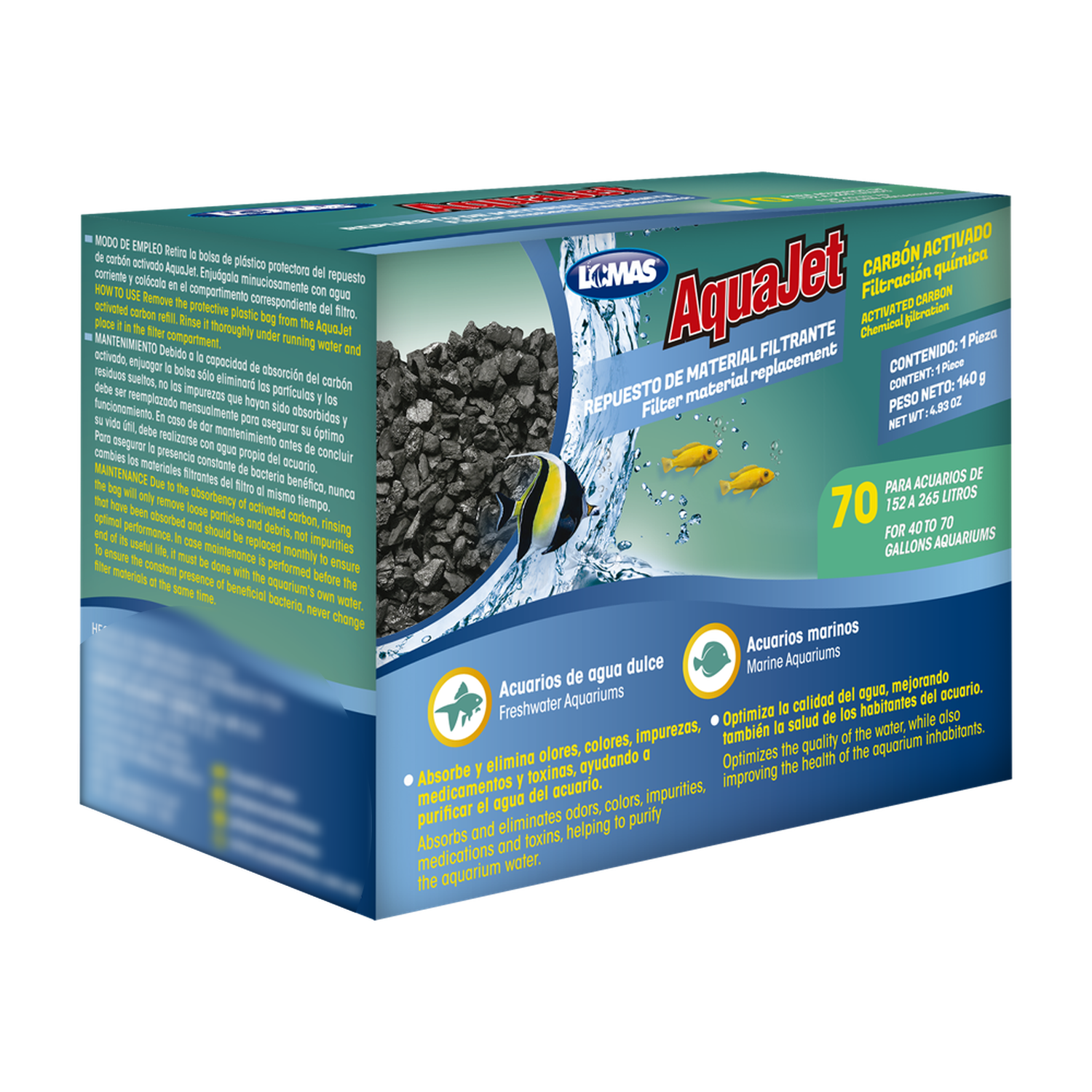 LOMAS repuesto carbon filtro cascada Aquajet y Aquaclear 70