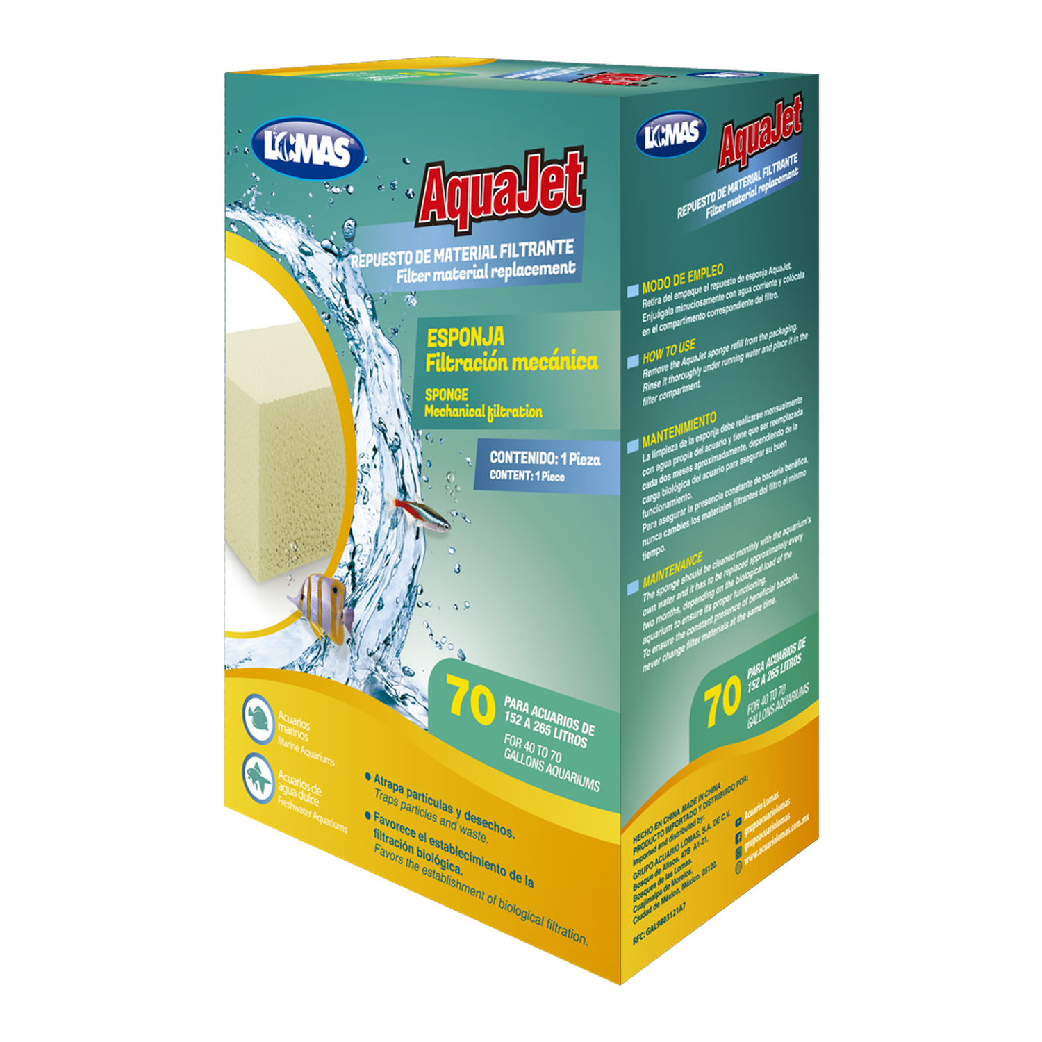 Repuesto esponja filtro AquaJet y Aquaclear 70