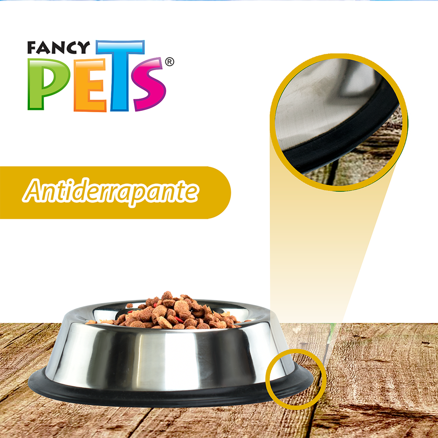 Fancy Pets Plato de acero perros 8oz o 227g antiderrapante