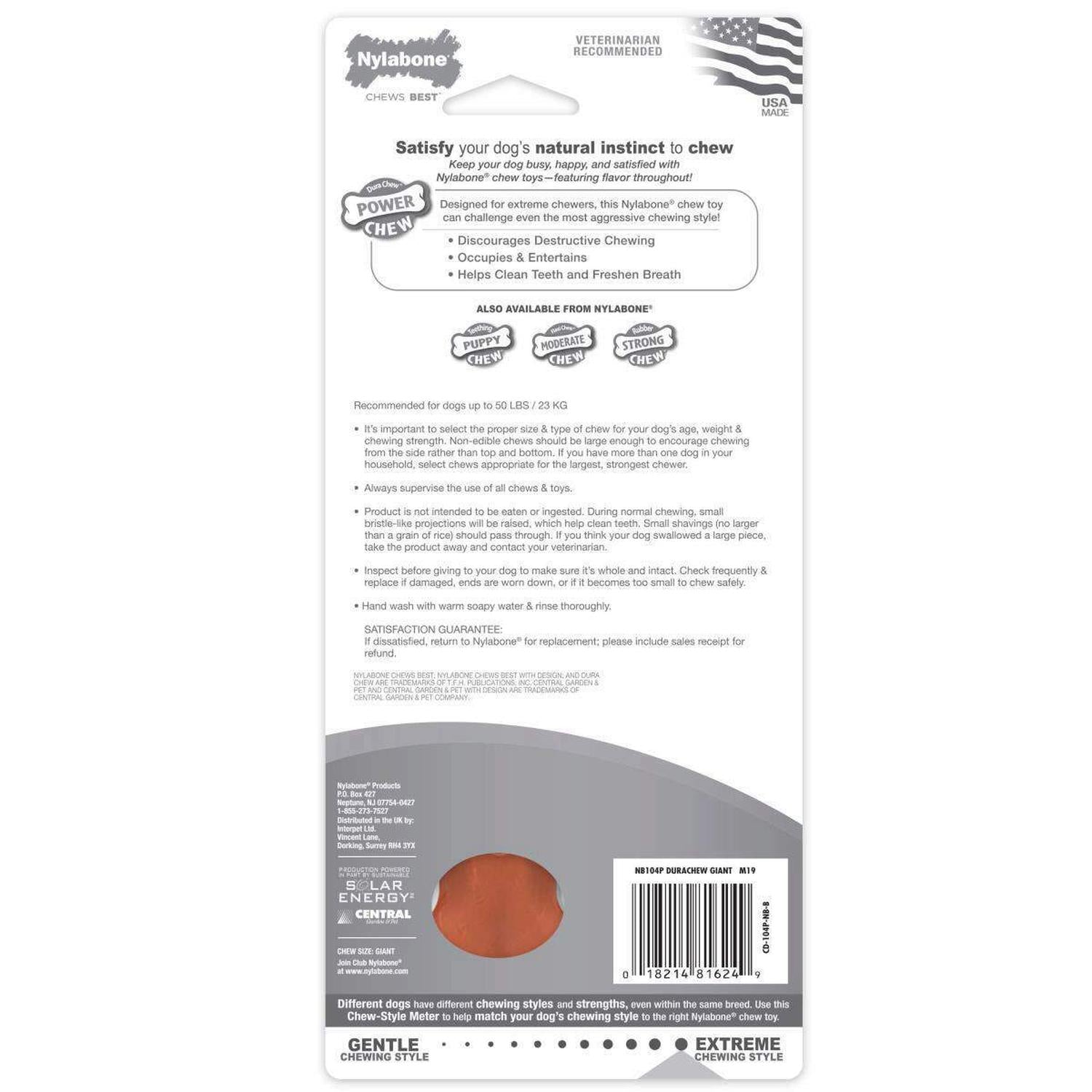 Juguete Nylabone perro Power Dura Chew Tocino 23kg extreme