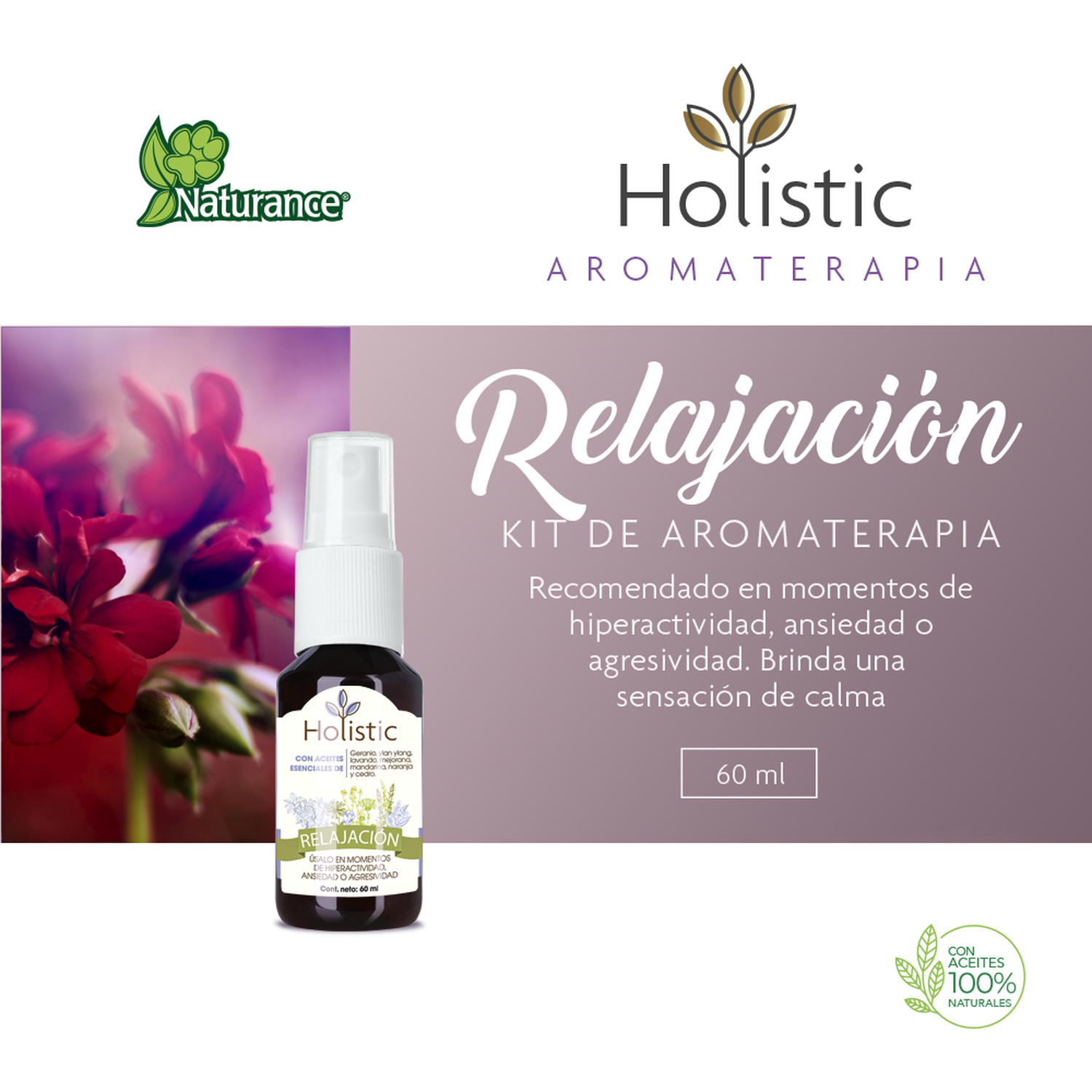 Naturance Holistic Aromatherapy dogs bottle 60ml relaxation
