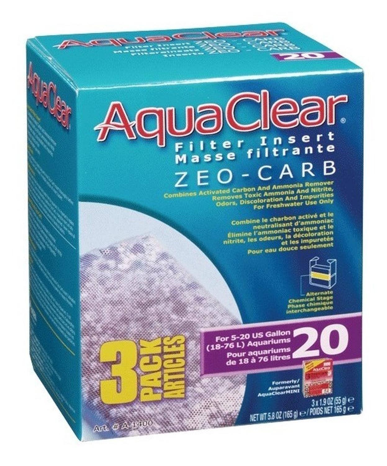 Repuesto cascada Aquaclear 20 o mini Zeo Carb Tres Pzs de Aqua-Clear | G.Valkyria